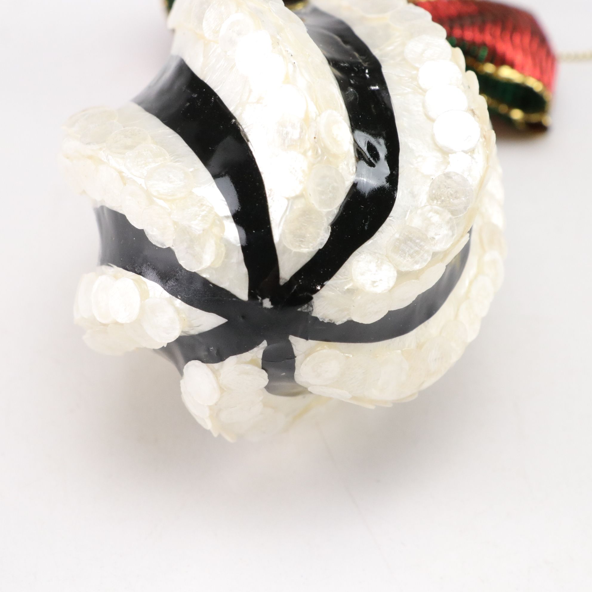 Three MacKenzie-Childs Blown Glass Christmas Ornaments with "First Christmas"