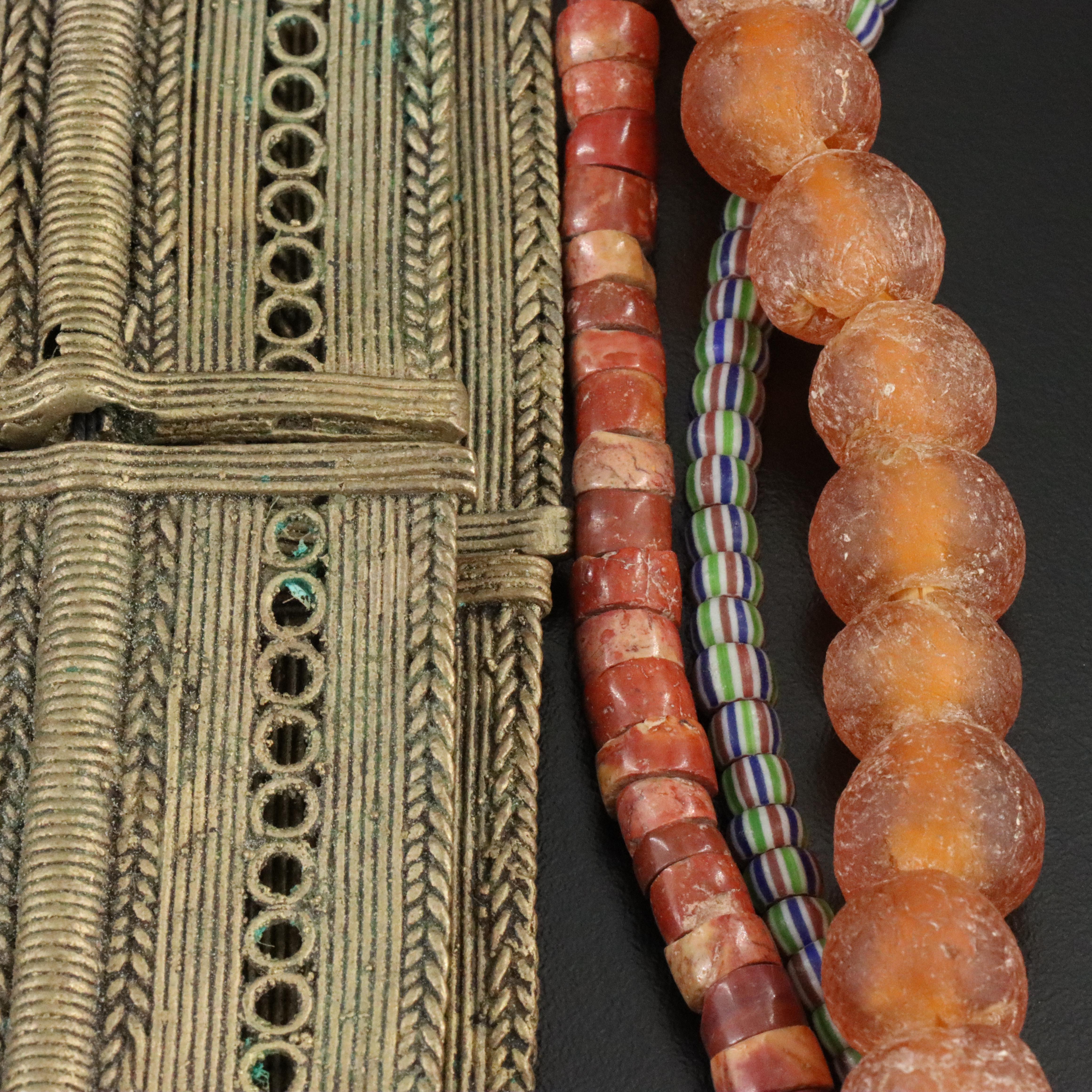 Trade Bead Collection Including Brass, Glass Beads and Wood