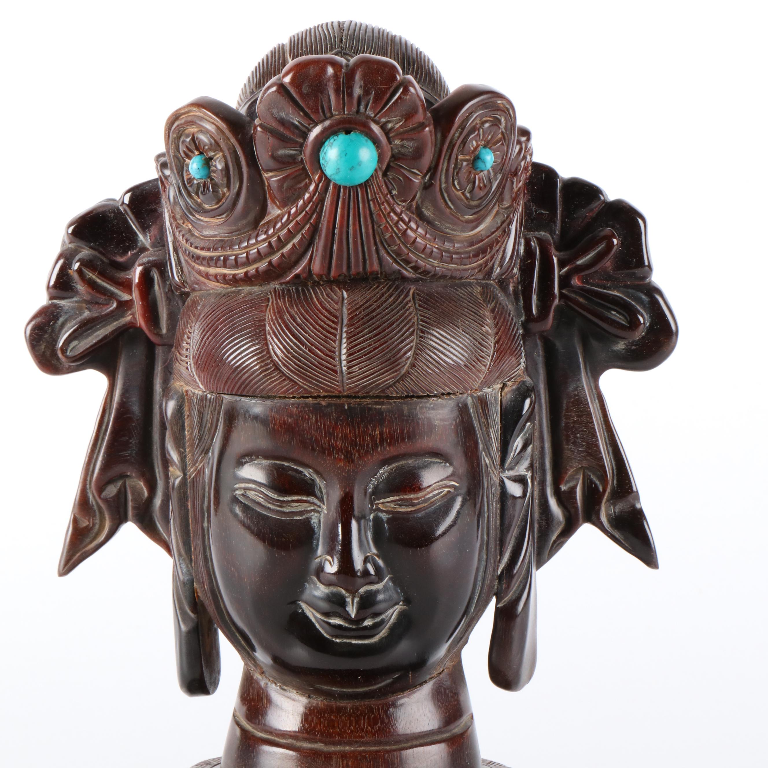 Tibetan Carved Horn Chenrezig Bust