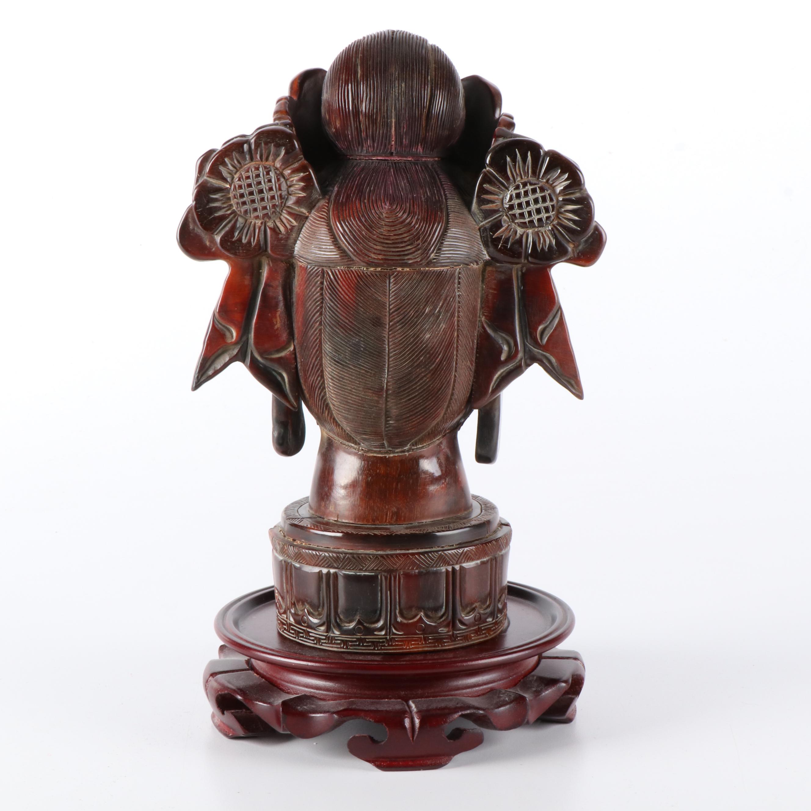 Tibetan Carved Horn Chenrezig Bust