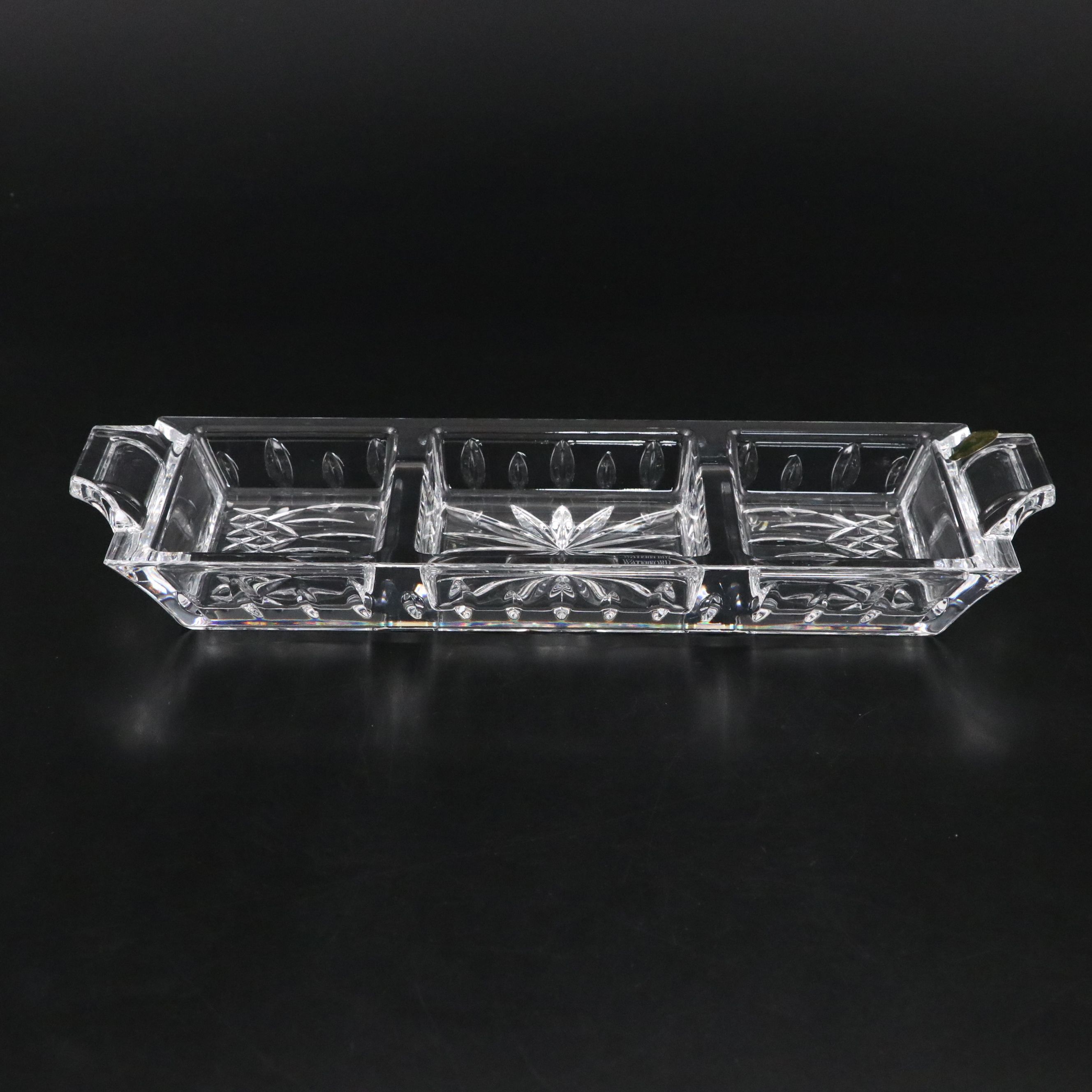 Waterford "Lismore" Crystal Pitcher, Bud Vase, Bridal Knife, and Divided Dish