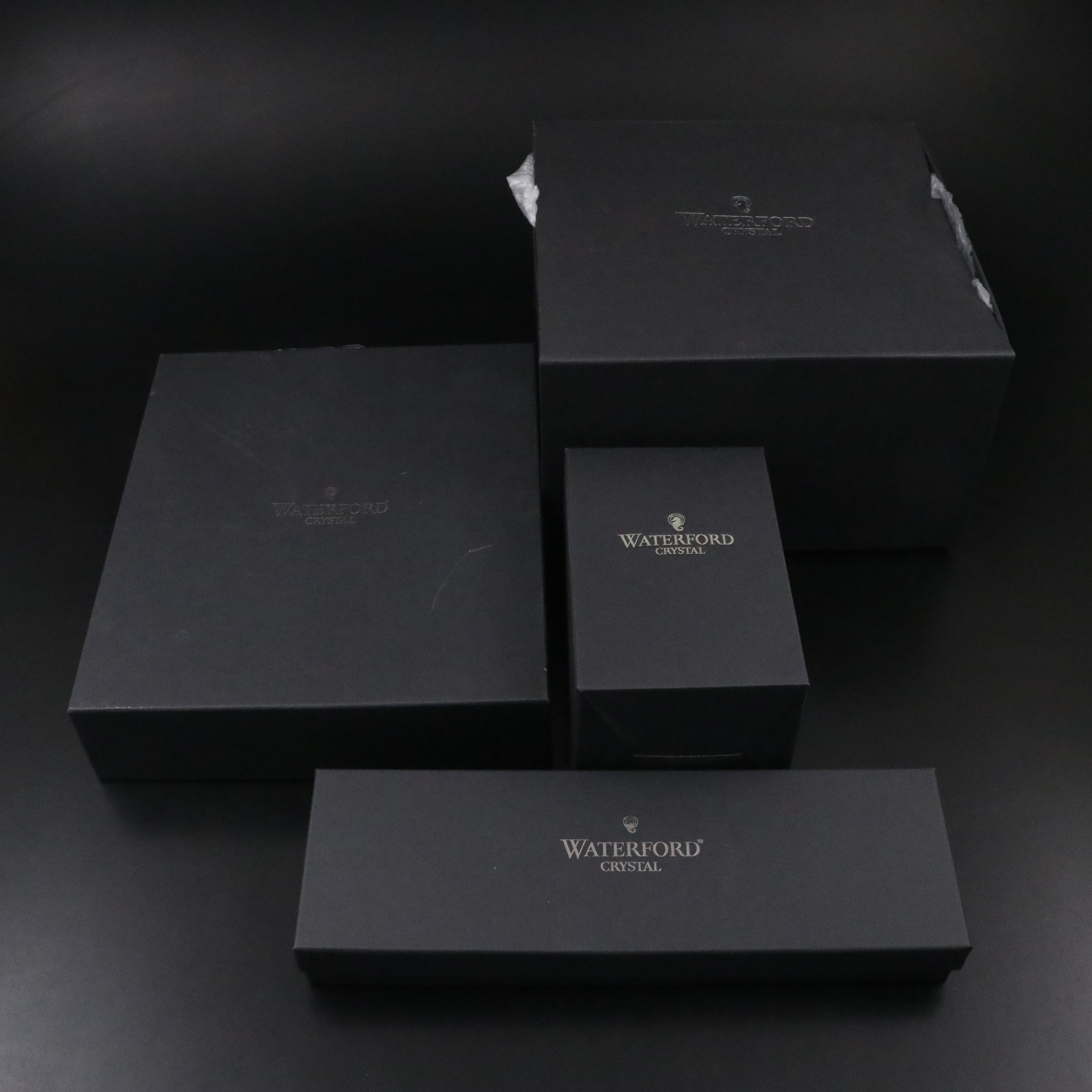 Waterford "Lismore" Crystal Pitcher, Bud Vase, Bridal Knife, and Divided Dish