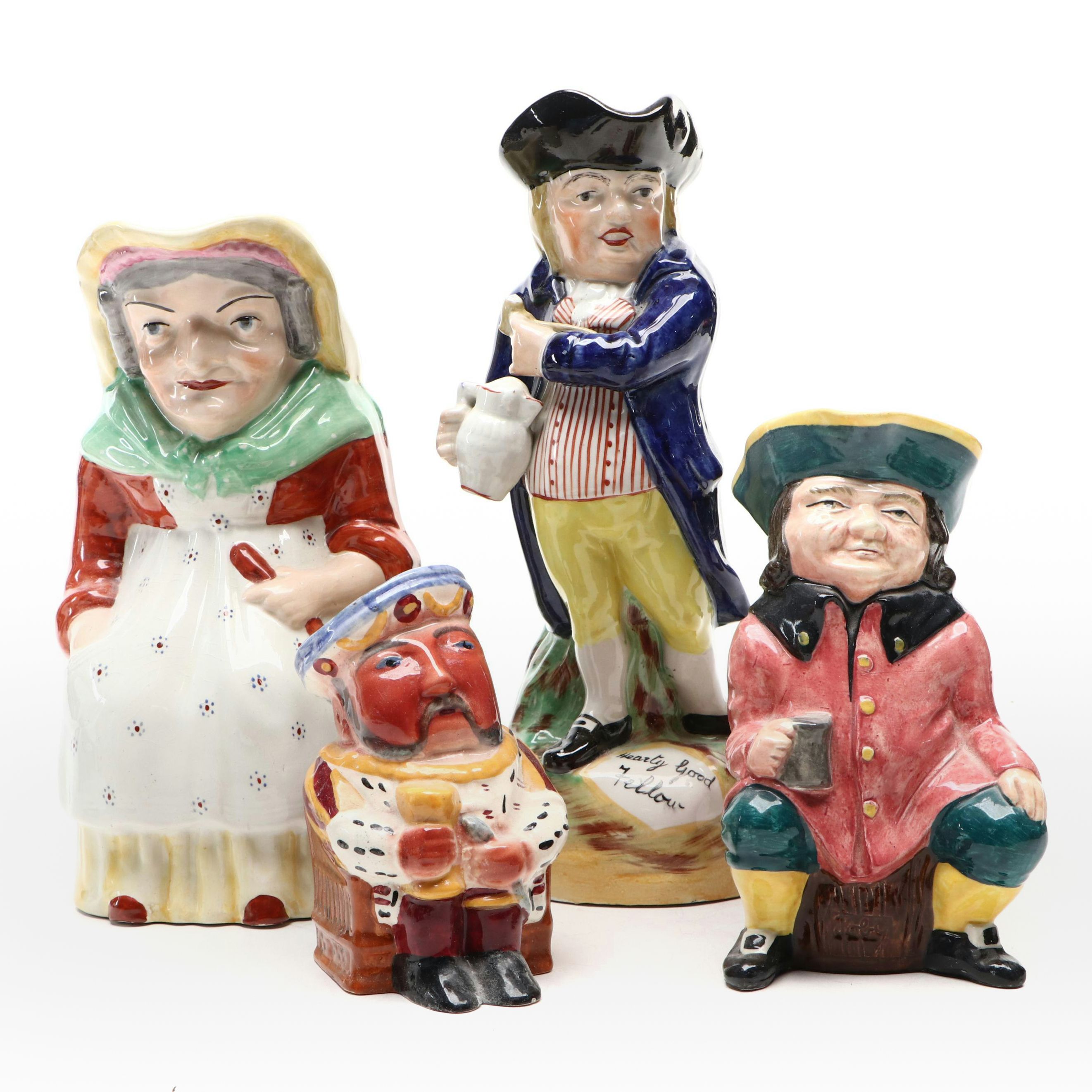 Staffordshire Ware, Sterling with Other English Ceramic Character Jugs