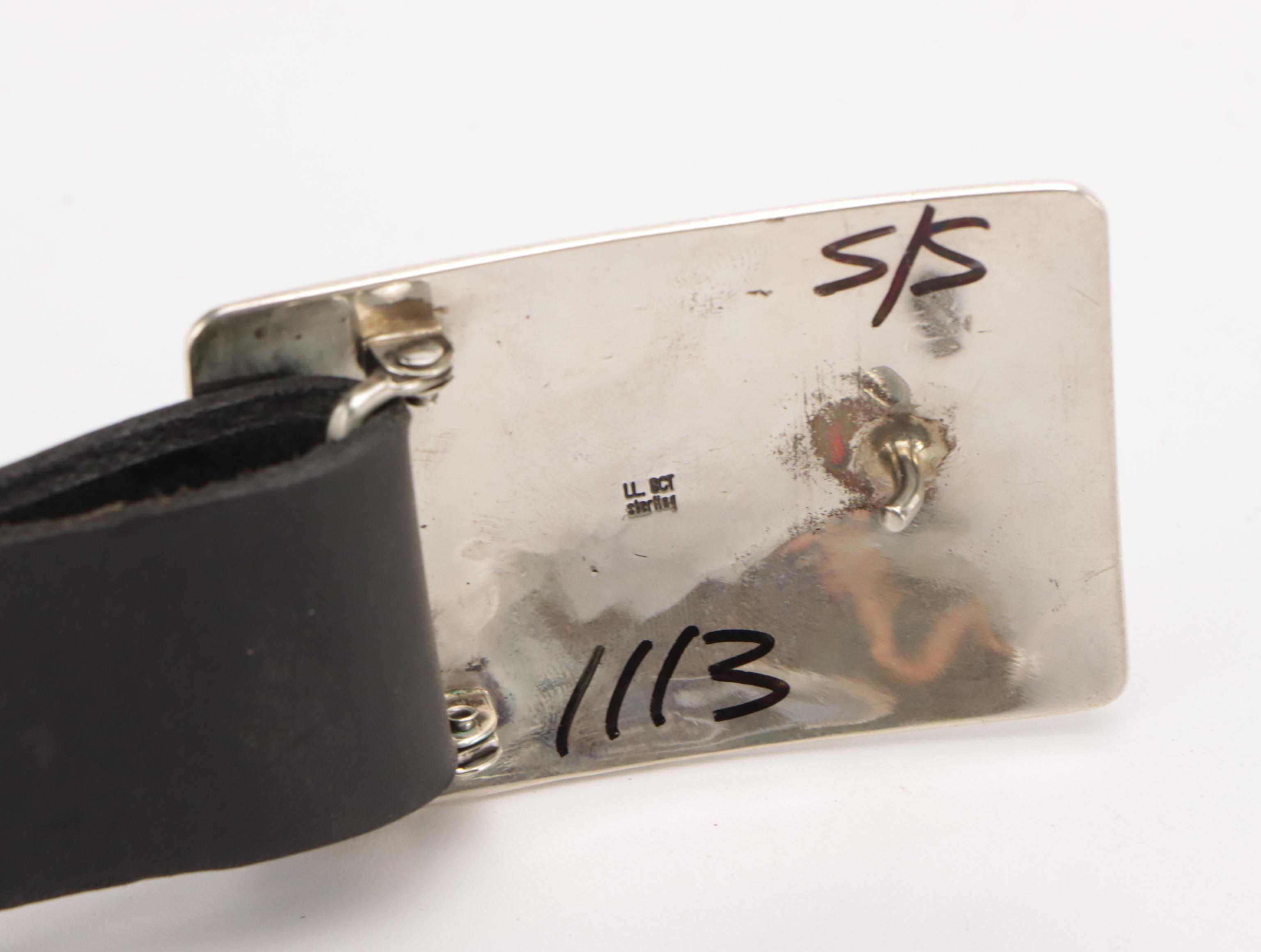 Lloyd Becenti Navajo Storyteller Sterling Silver and Leather Concho Link Belt