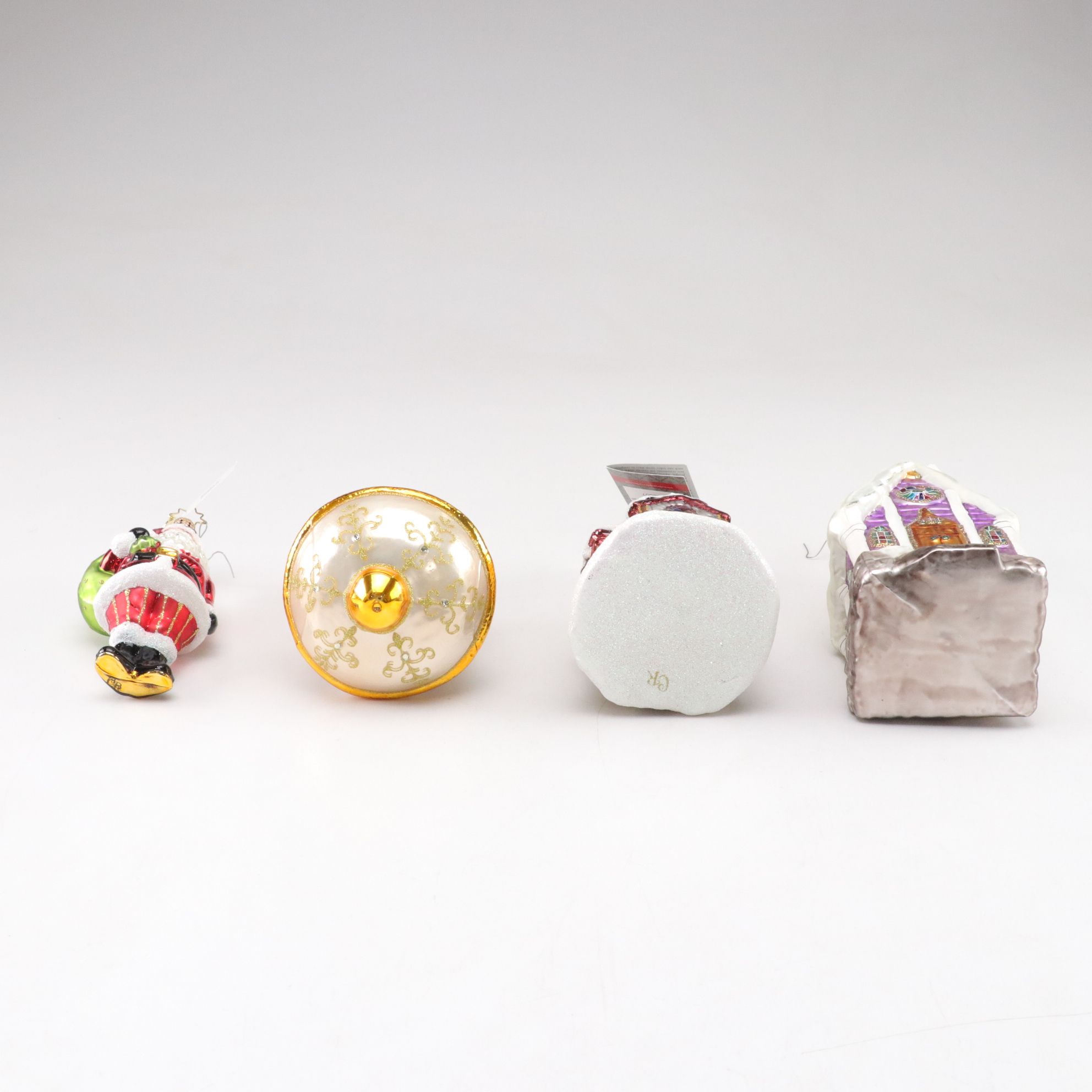 Four Chrisopher Radko Blown Glass Christmas Ornaments with "Midnight Blessings"