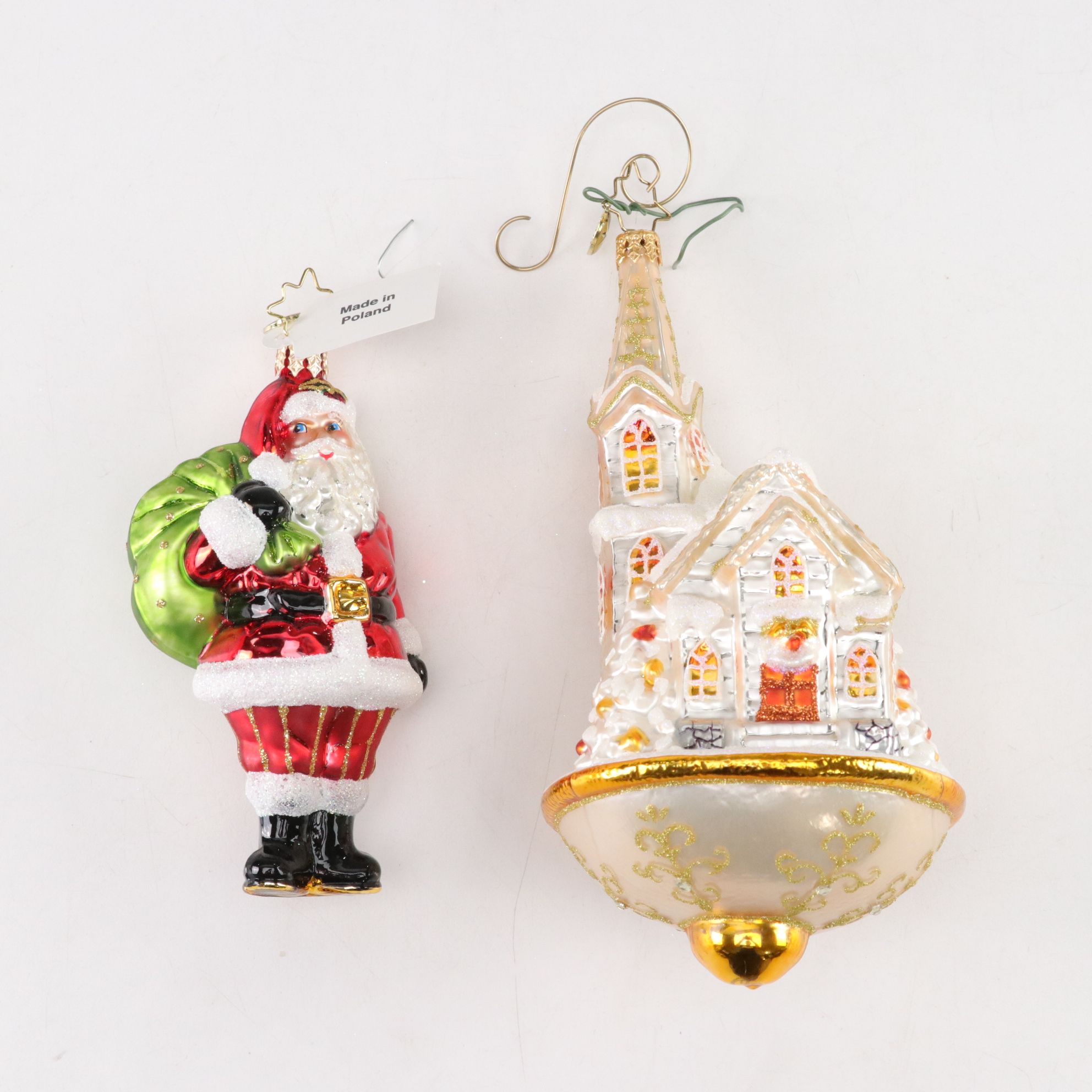 Four Chrisopher Radko Blown Glass Christmas Ornaments with "Midnight Blessings"