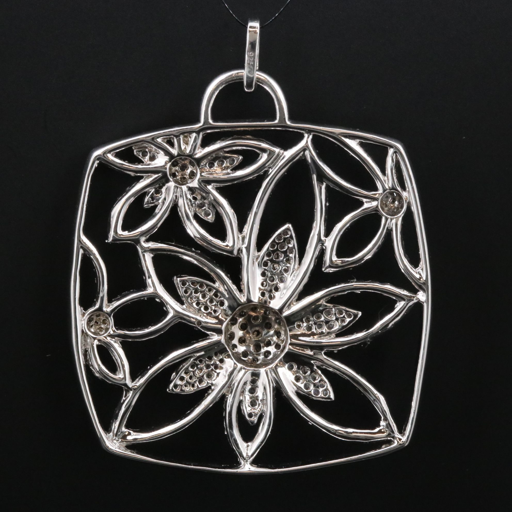 Sterling CZ Floral Pendant