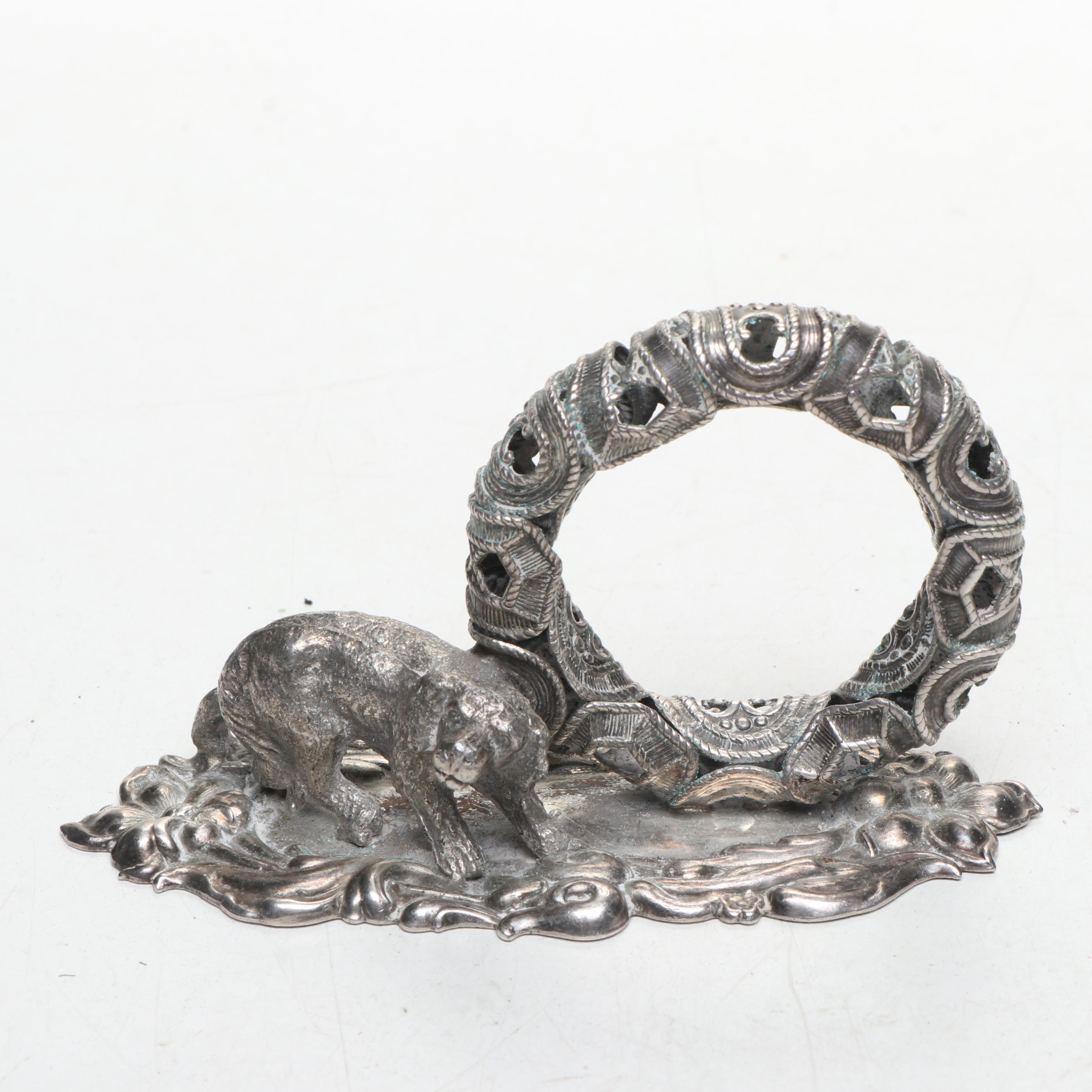 Victorian Style Silver Plate Figural Napkin Rings with Other Décor