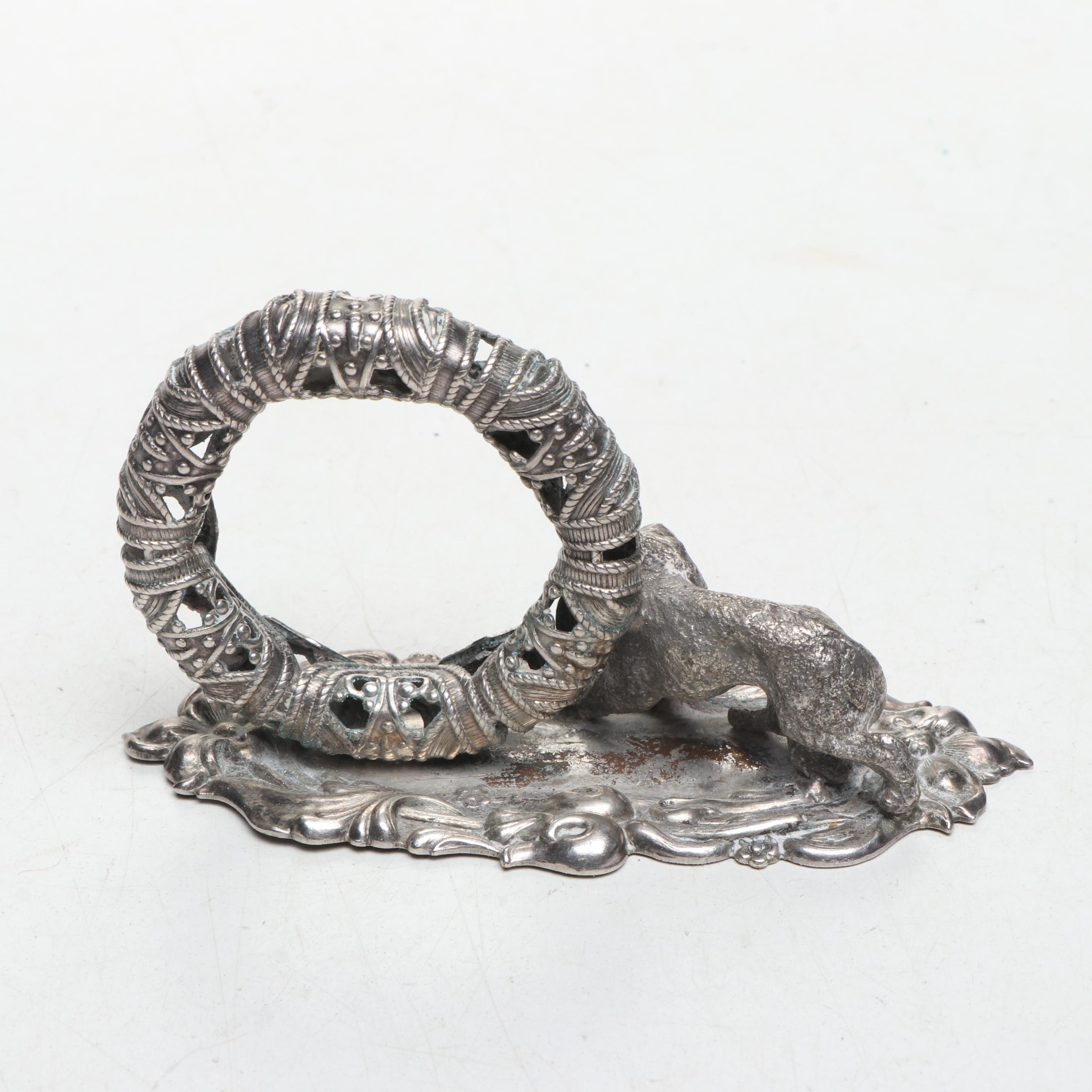 Victorian Style Silver Plate Figural Napkin Rings with Other Décor
