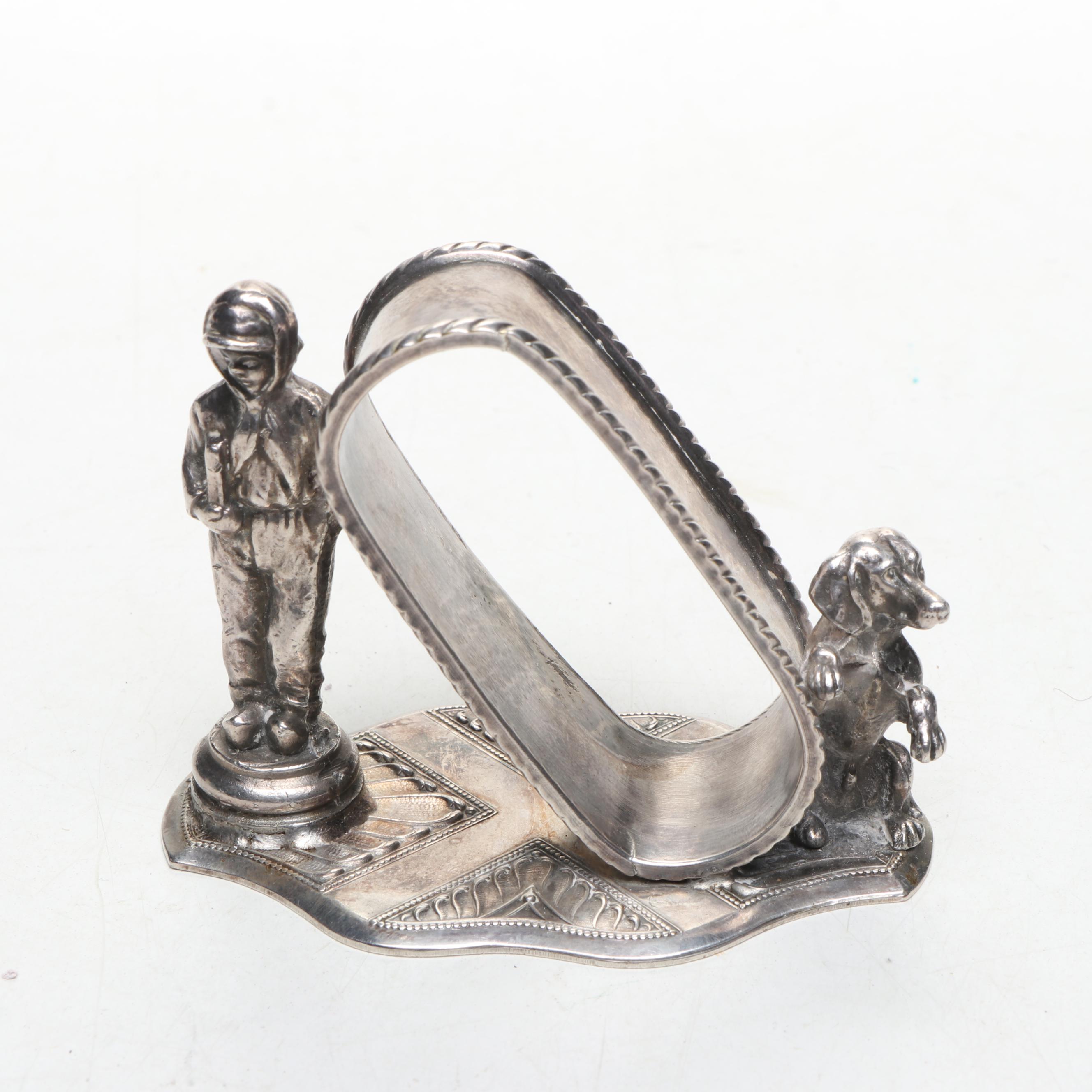 Victorian Style Silver Plate Figural Napkin Rings with Other Décor