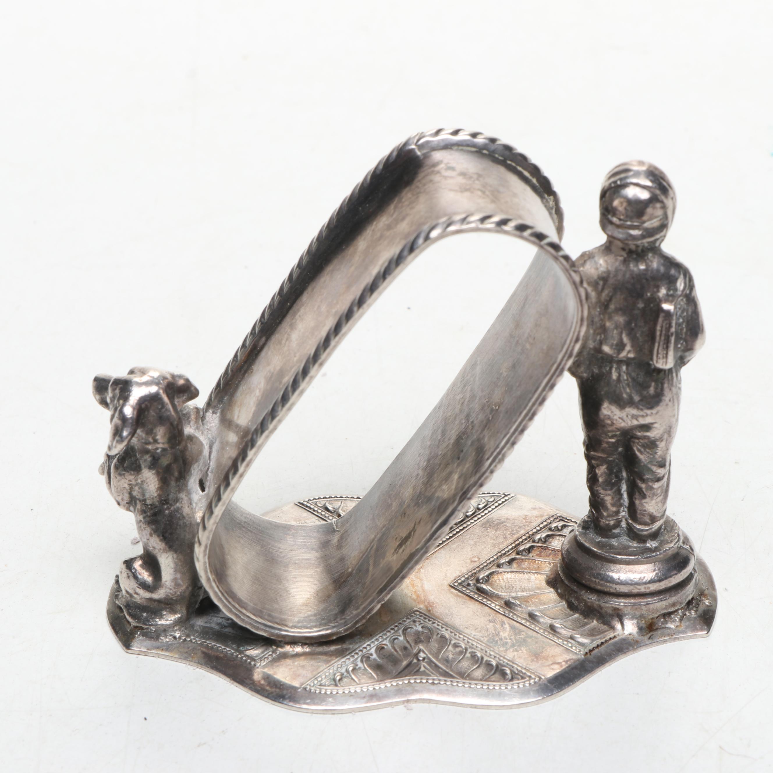 Victorian Style Silver Plate Figural Napkin Rings with Other Décor