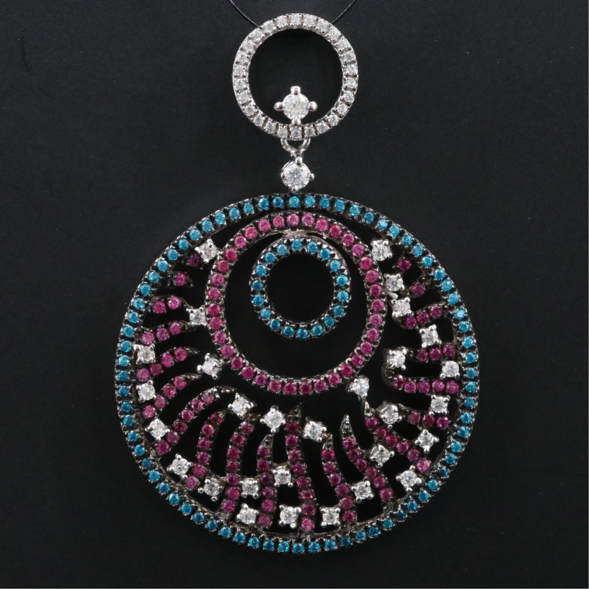 Sterling Zircon, Ruby and CZ Pendant