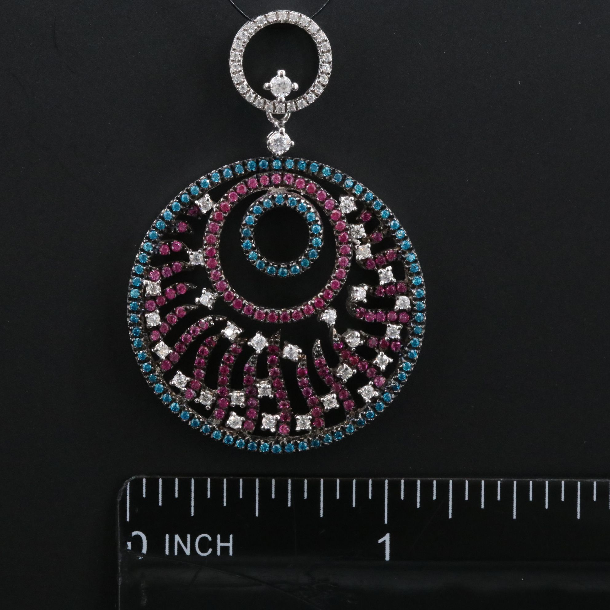 Sterling Zircon, Ruby and CZ Pendant