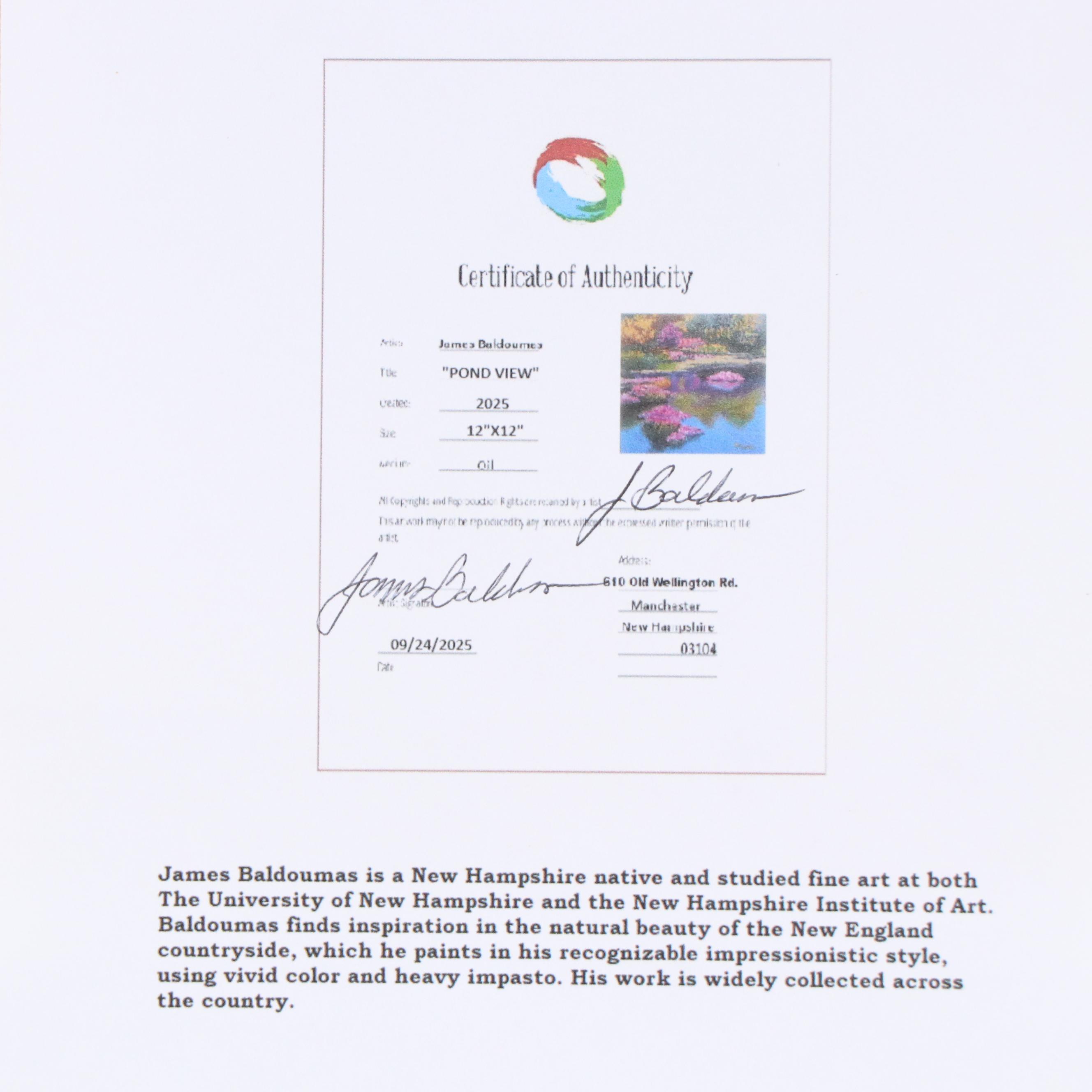 James Baldoumas Oil Painting "Pond View," 2025