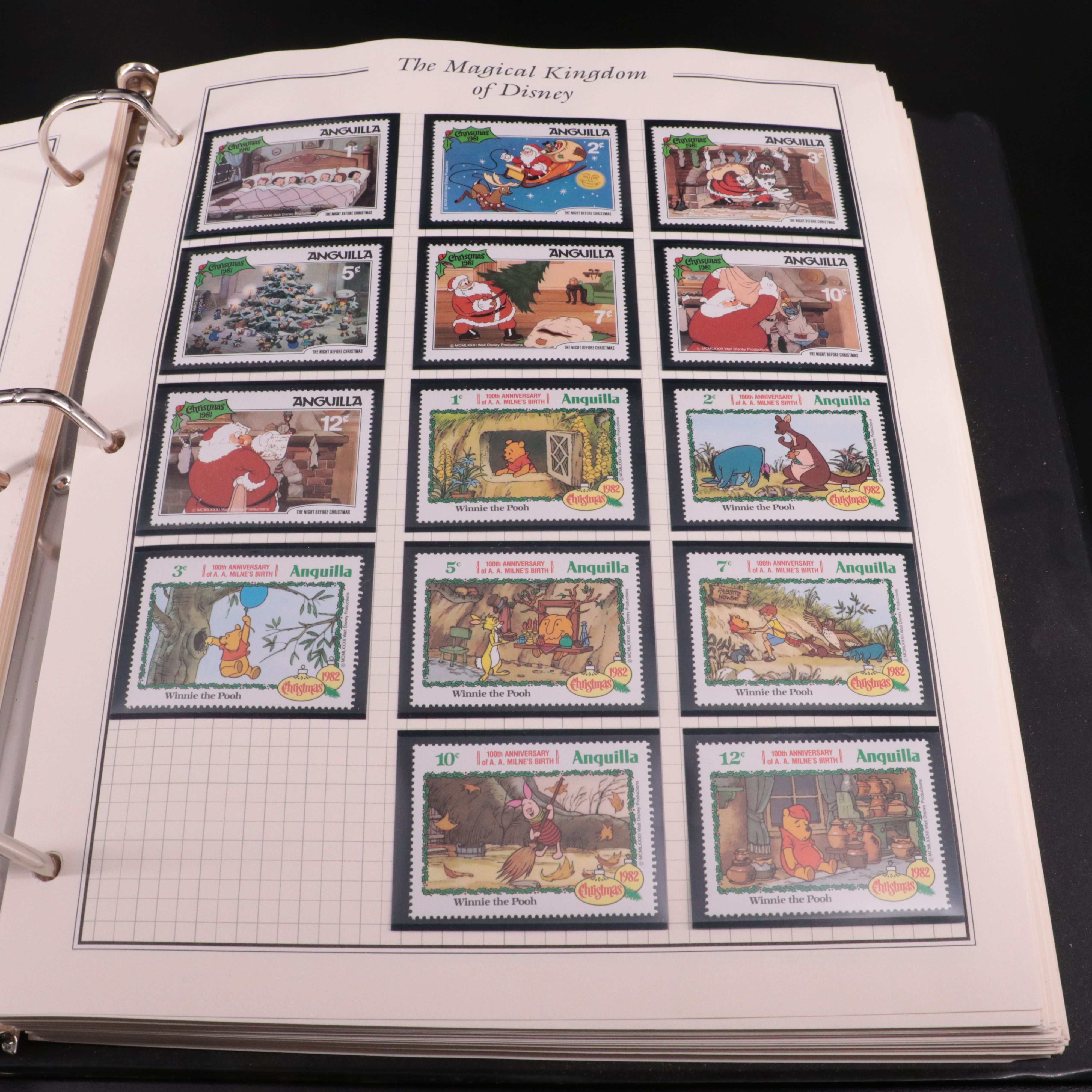 Album of Mint Condition Disney-Themed Postage Stamps