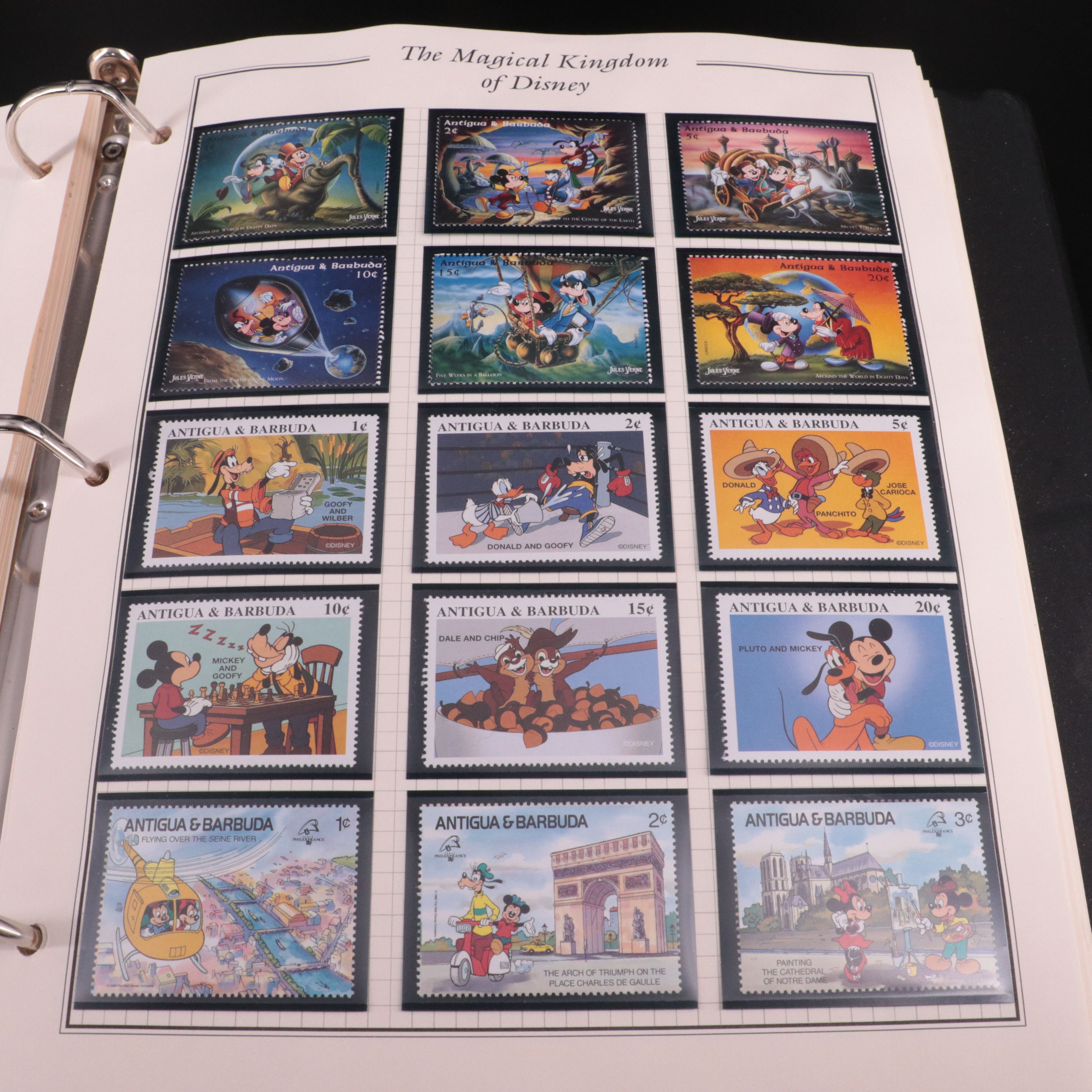 Album of Mint Condition Disney-Themed Postage Stamps