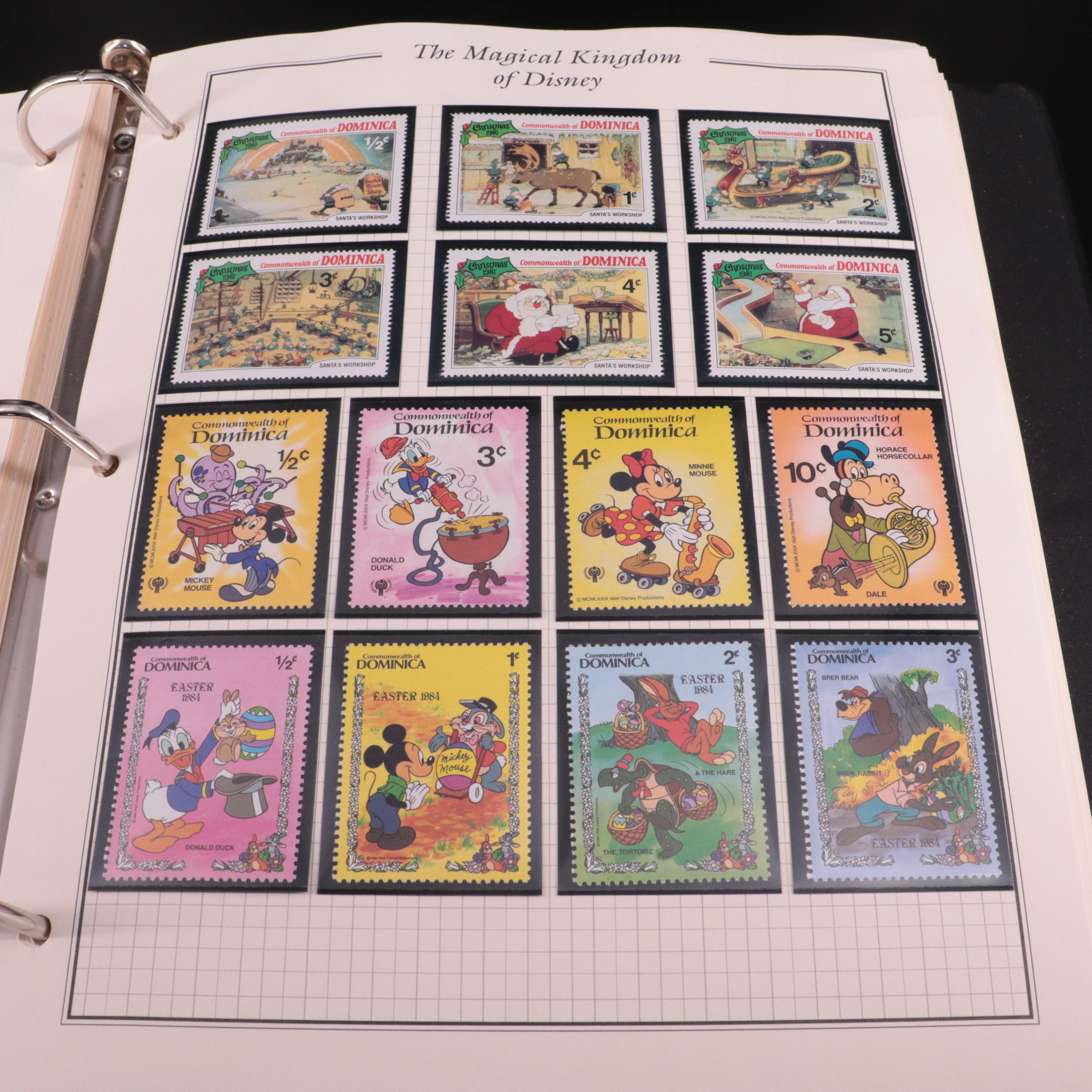 Album of Mint Condition Disney-Themed Postage Stamps