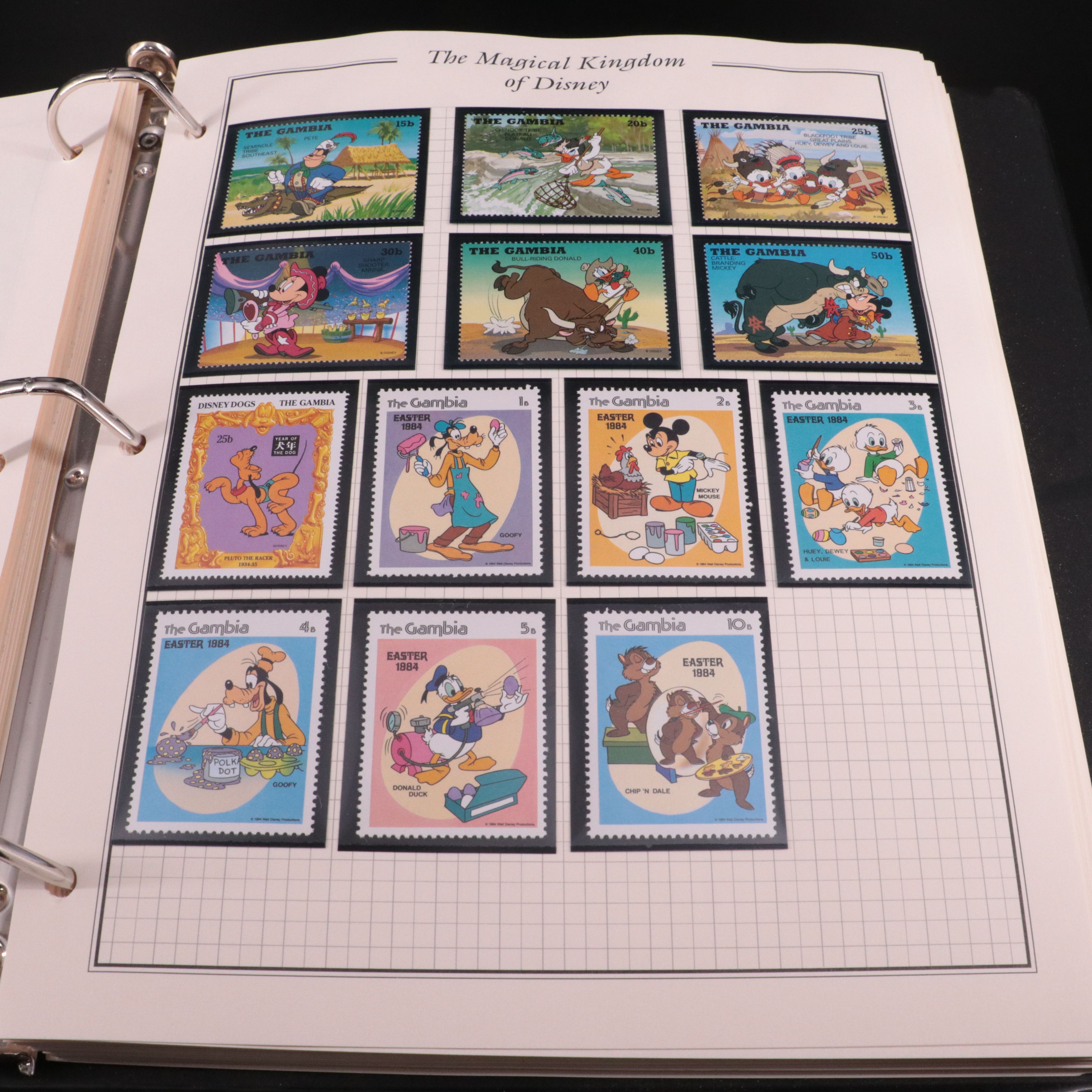 Album of Mint Condition Disney-Themed Postage Stamps