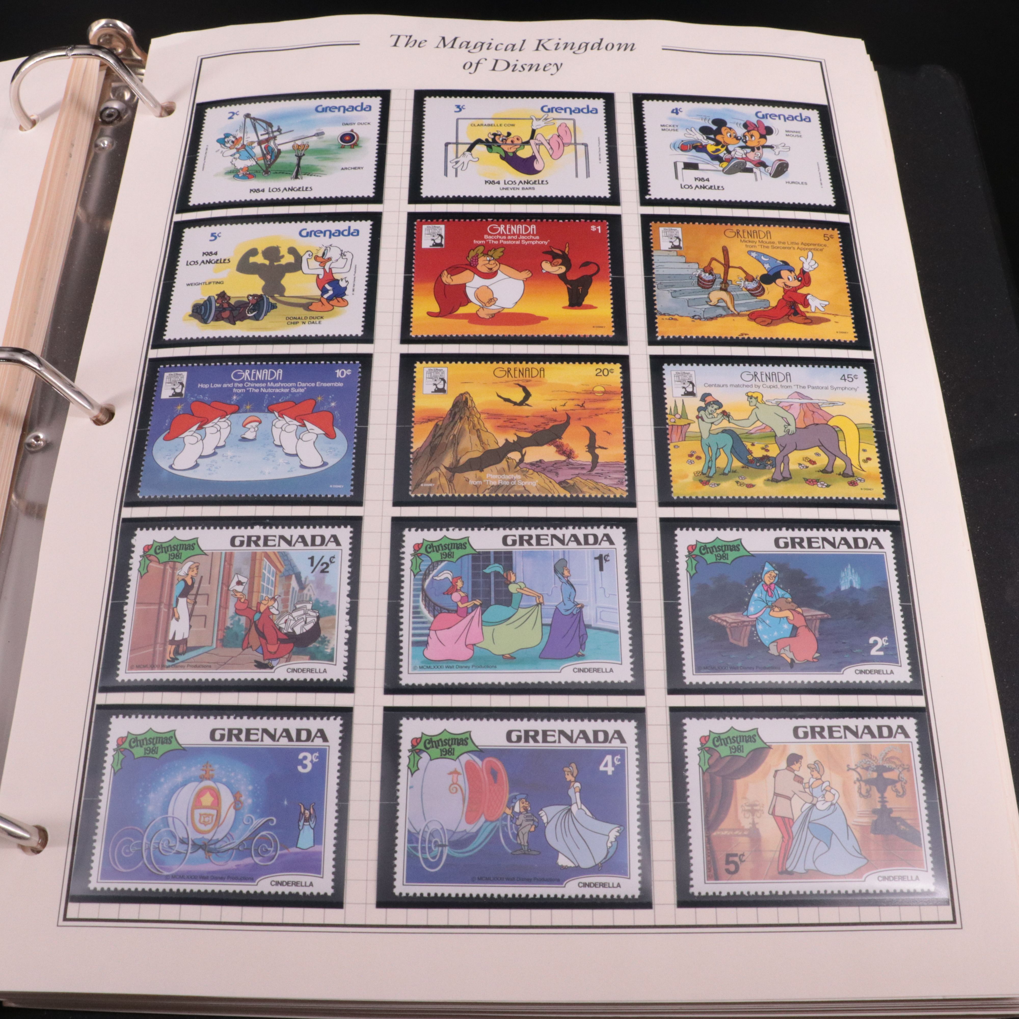 Album of Mint Condition Disney-Themed Postage Stamps