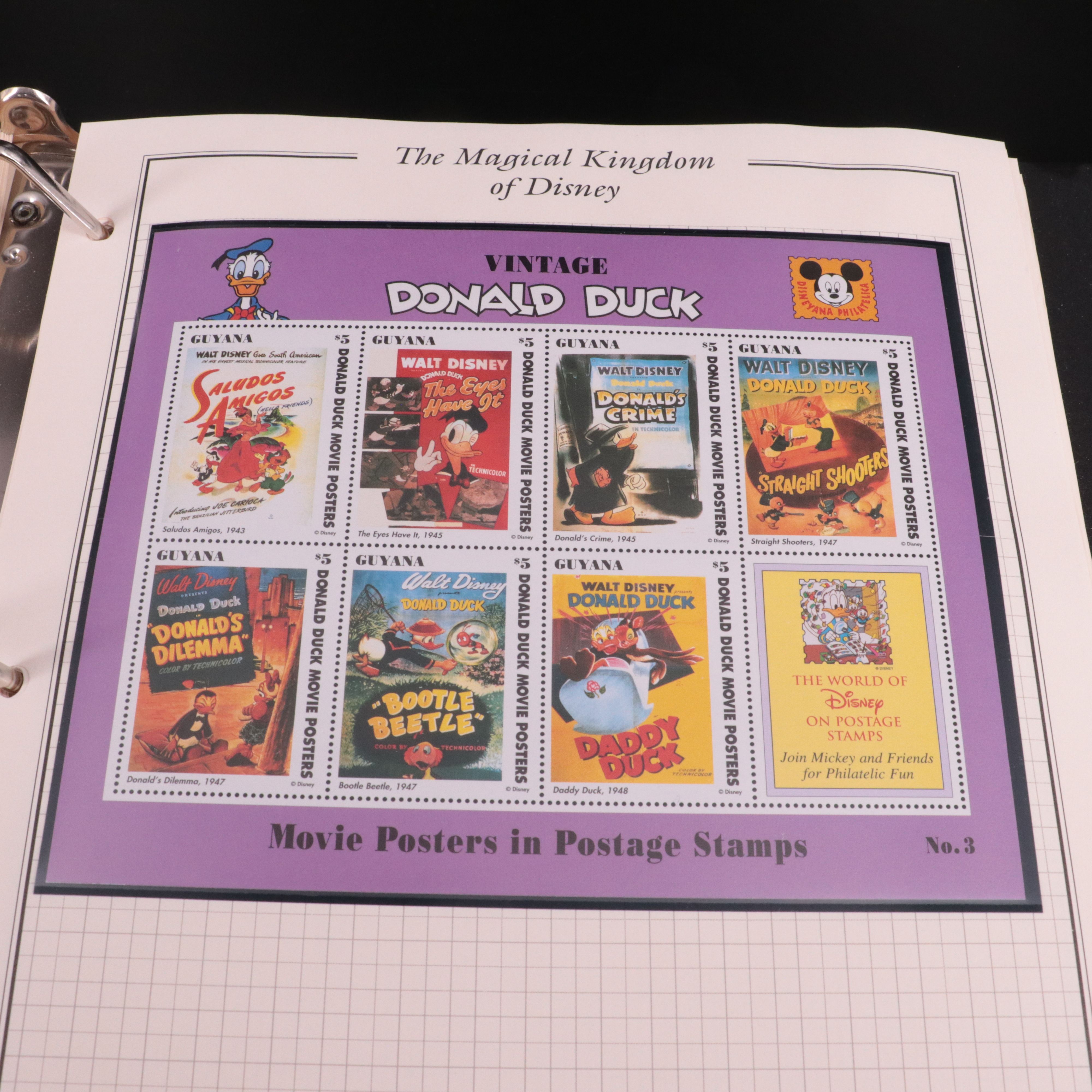 Album of Mint Condition Disney-Themed Postage Stamps