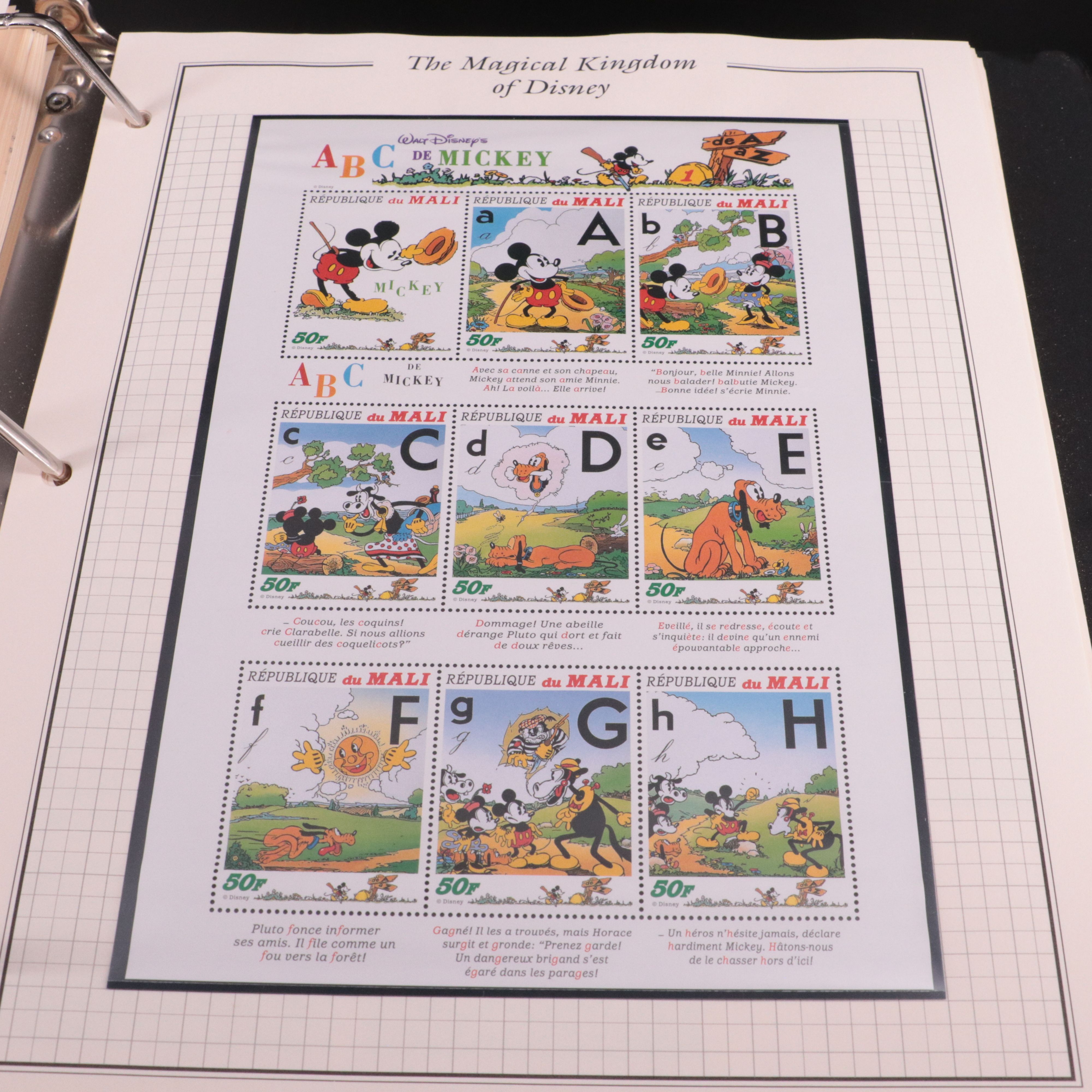 Album of Mint Condition Disney-Themed Postage Stamps
