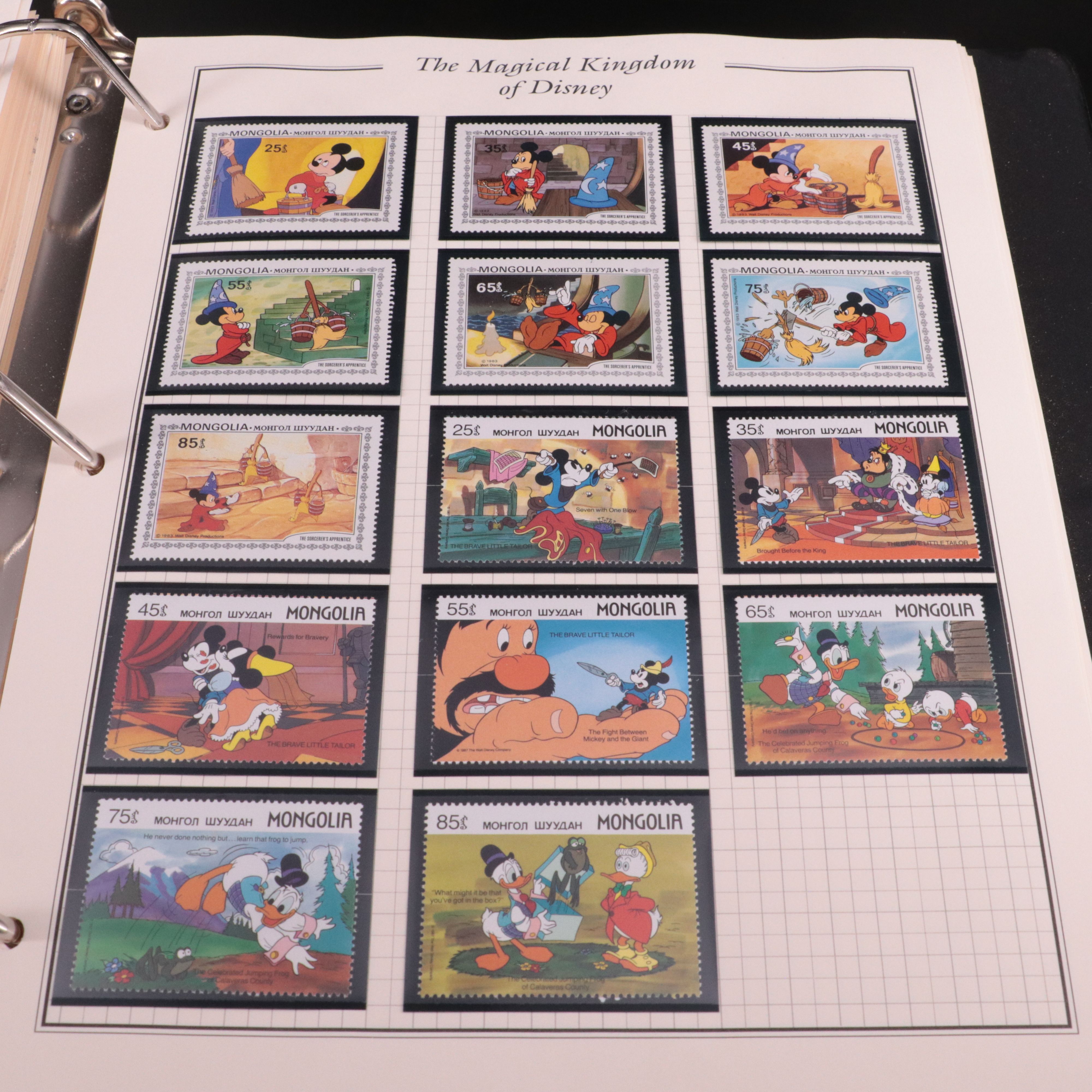 Album of Mint Condition Disney-Themed Postage Stamps
