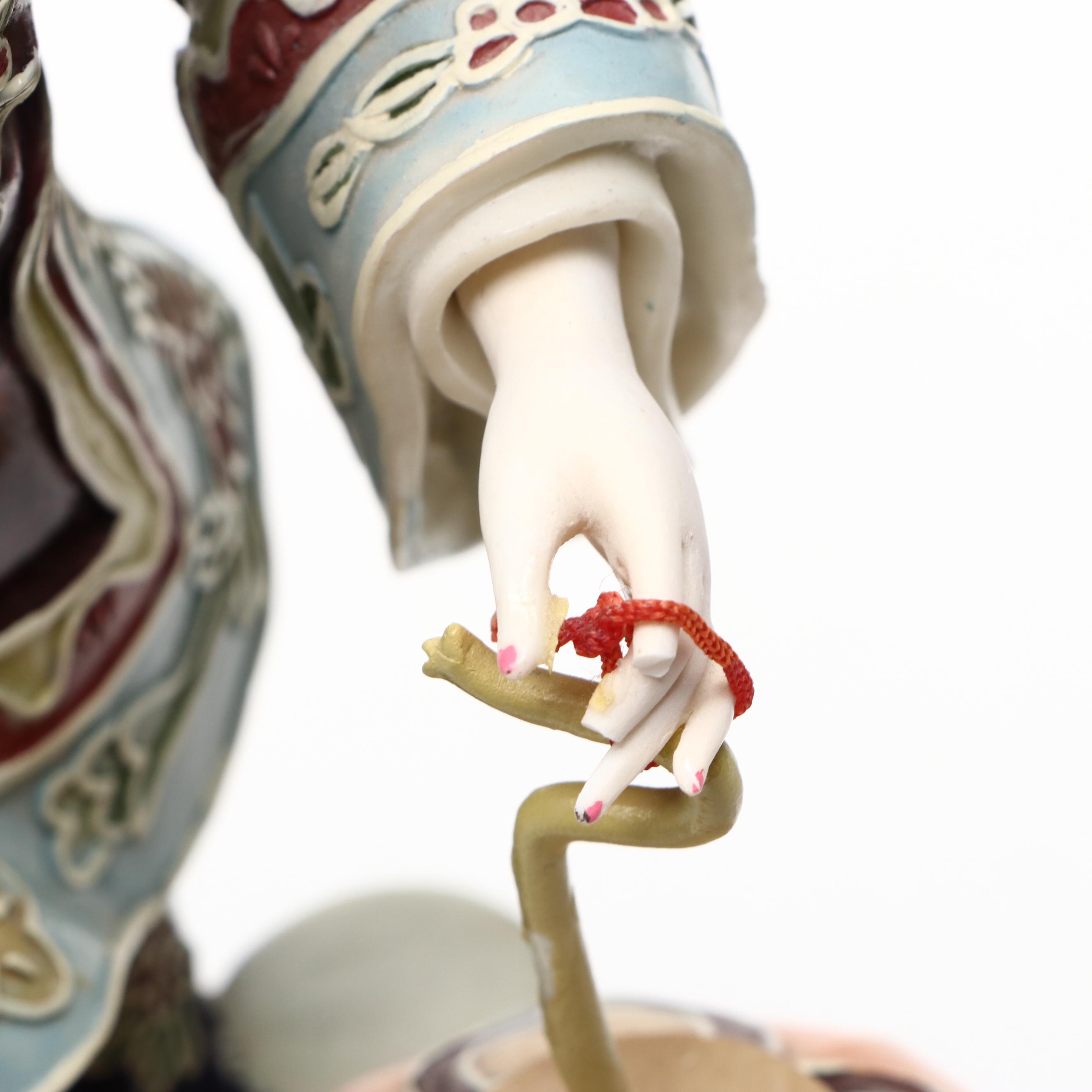 Chinese Famille Rose Style Figurine with Wooden Box