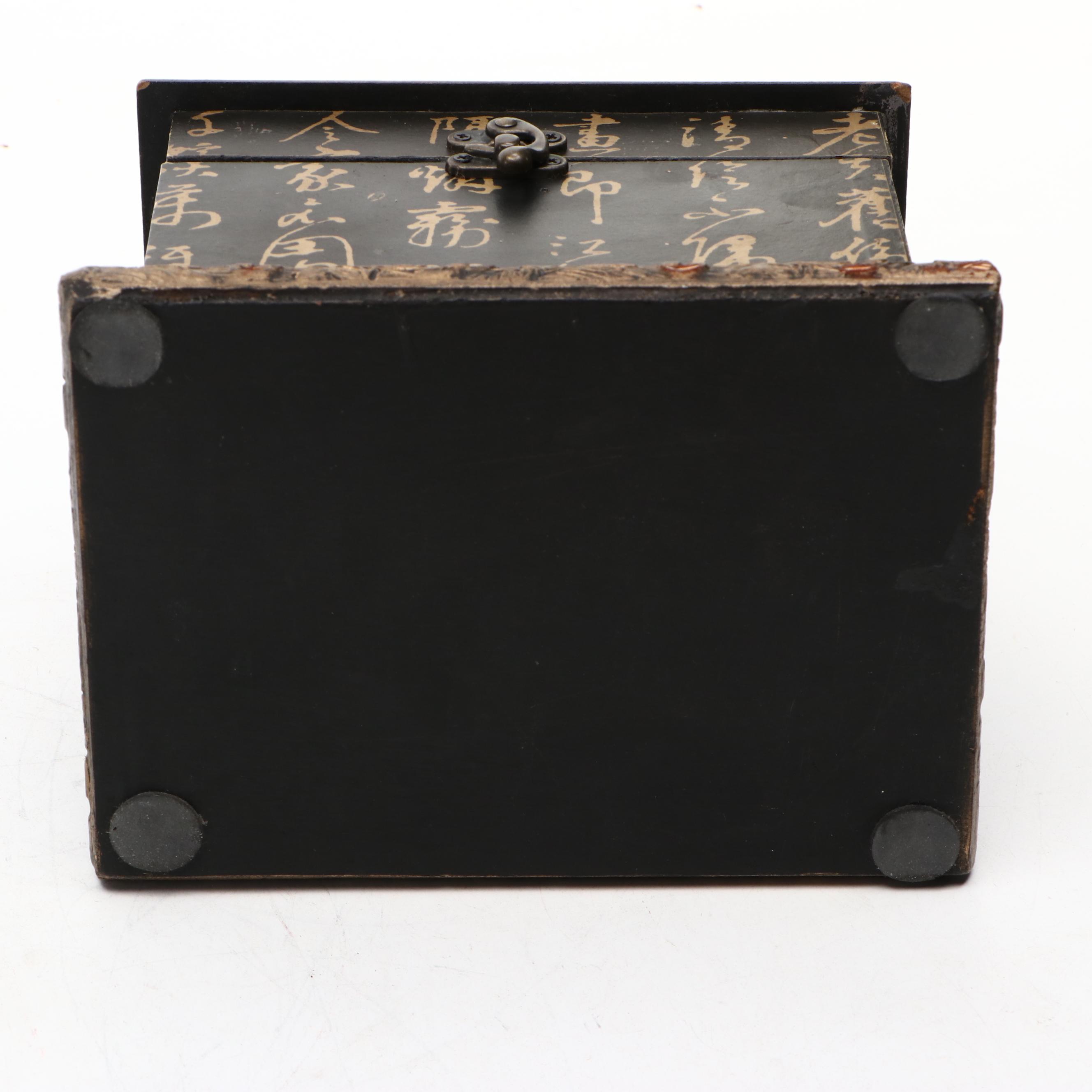 Chinese Famille Rose Style Figurine with Wooden Box