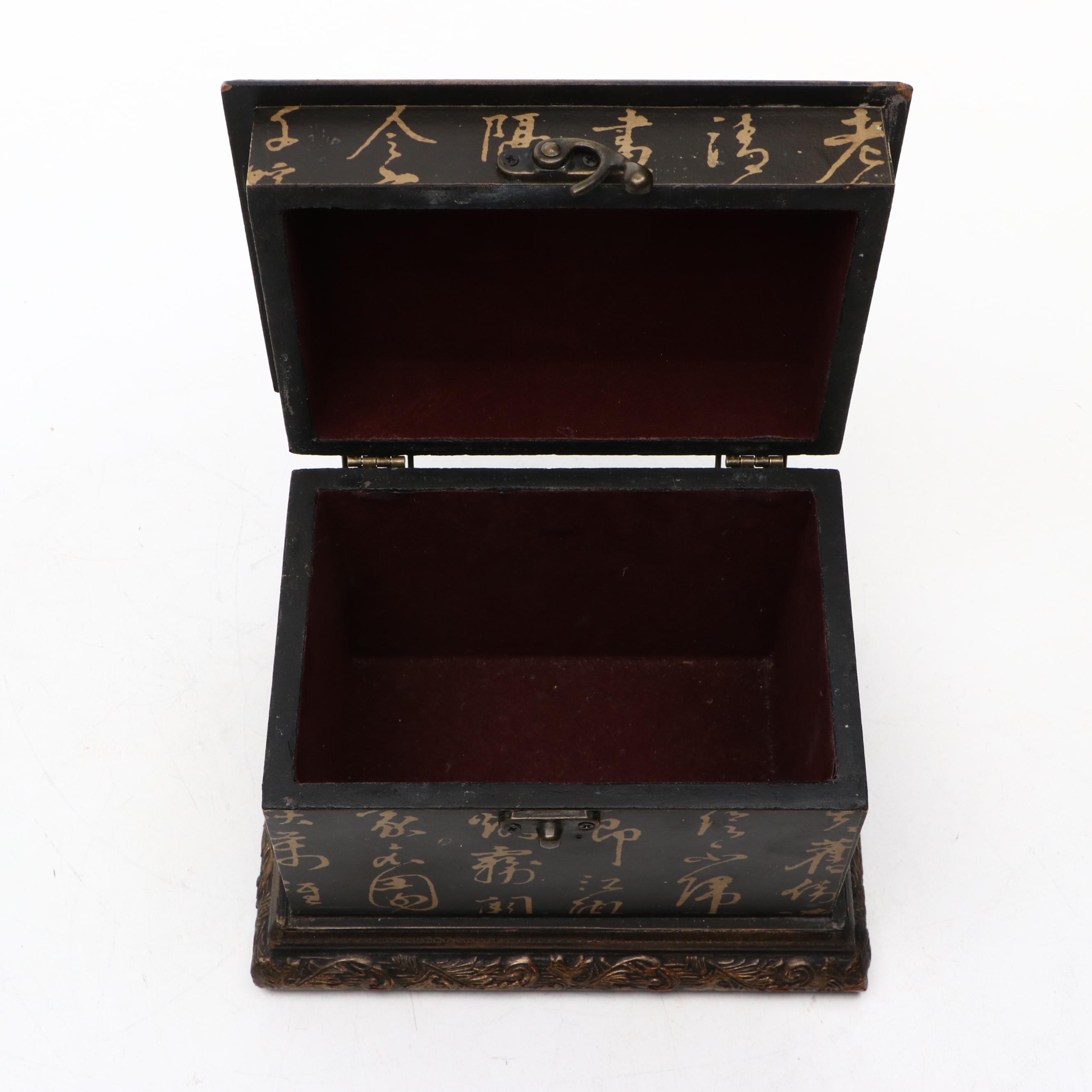 Chinese Famille Rose Style Figurine with Wooden Box