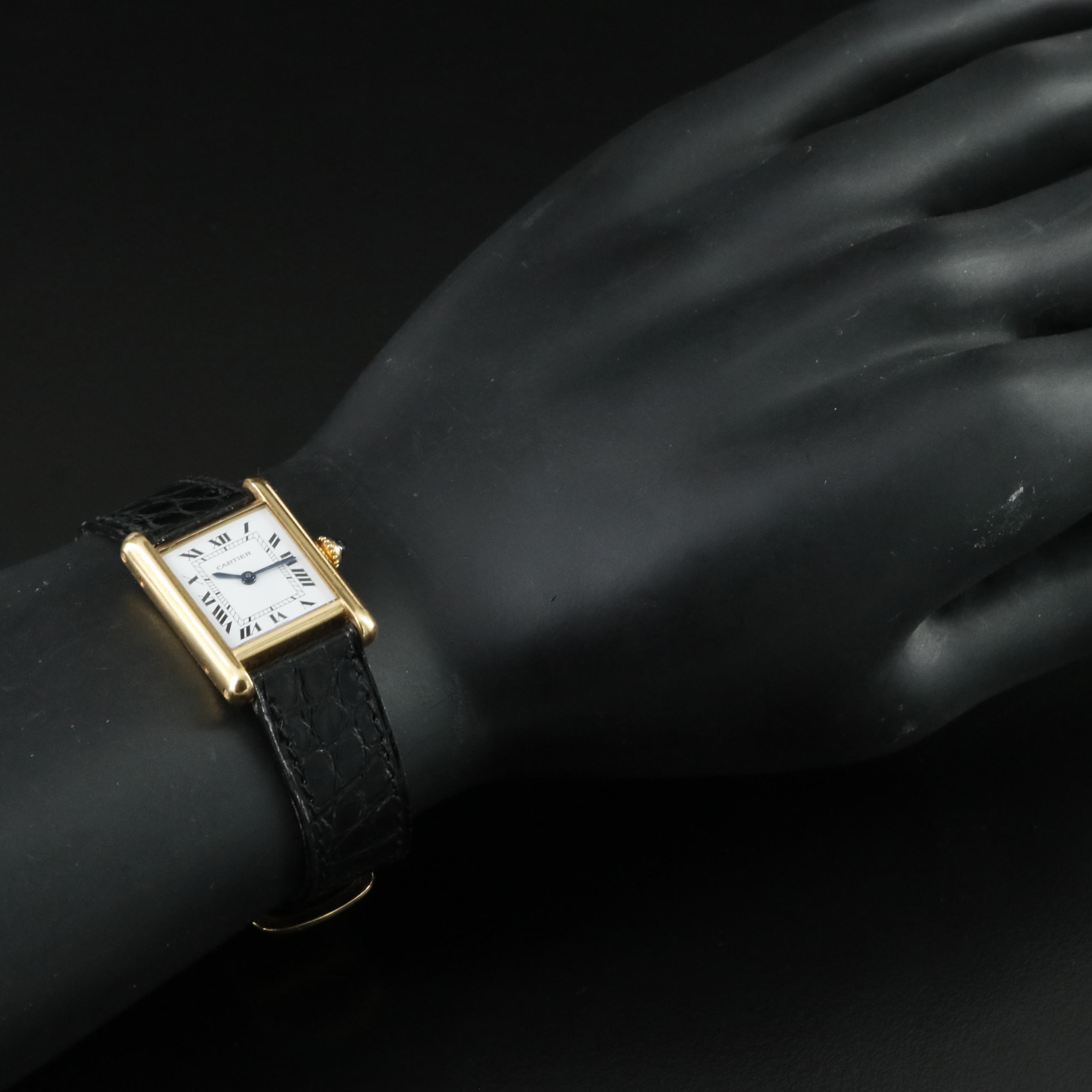 18K Cartier Tank Louis Cartier Stem Wind Watch