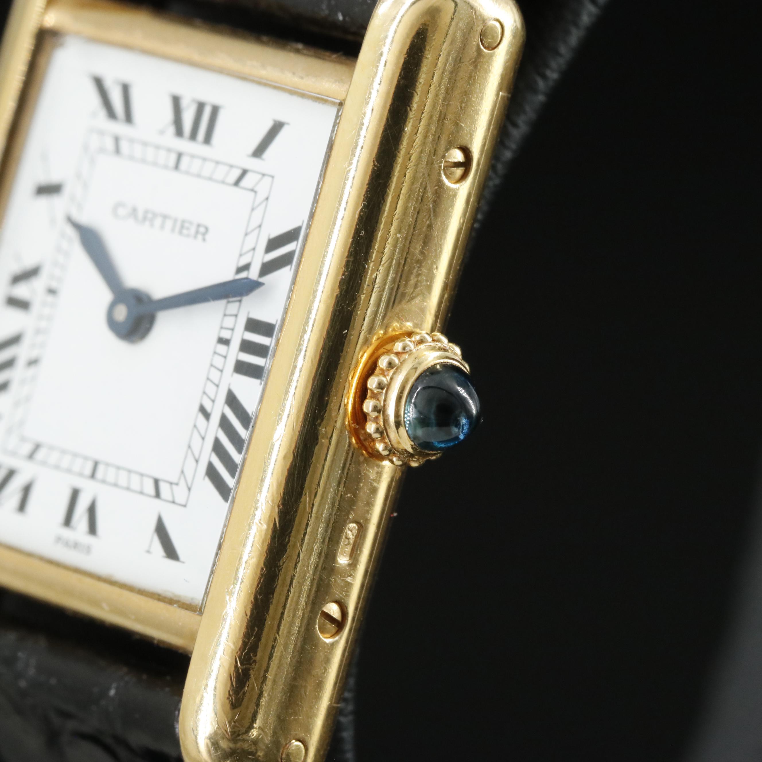 18K Cartier Tank Louis Cartier Stem Wind Watch