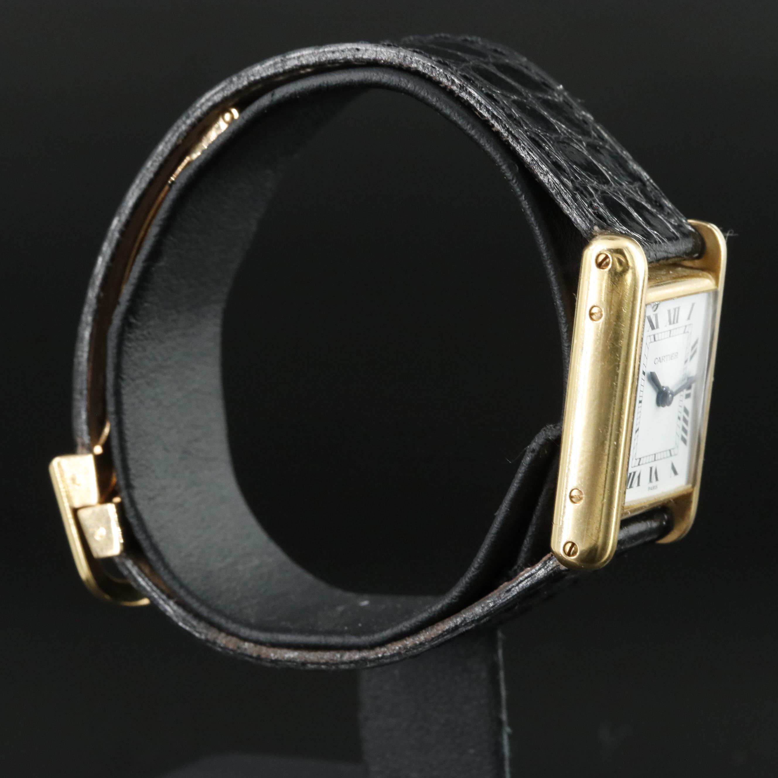 18K Cartier Tank Louis Cartier Stem Wind Watch