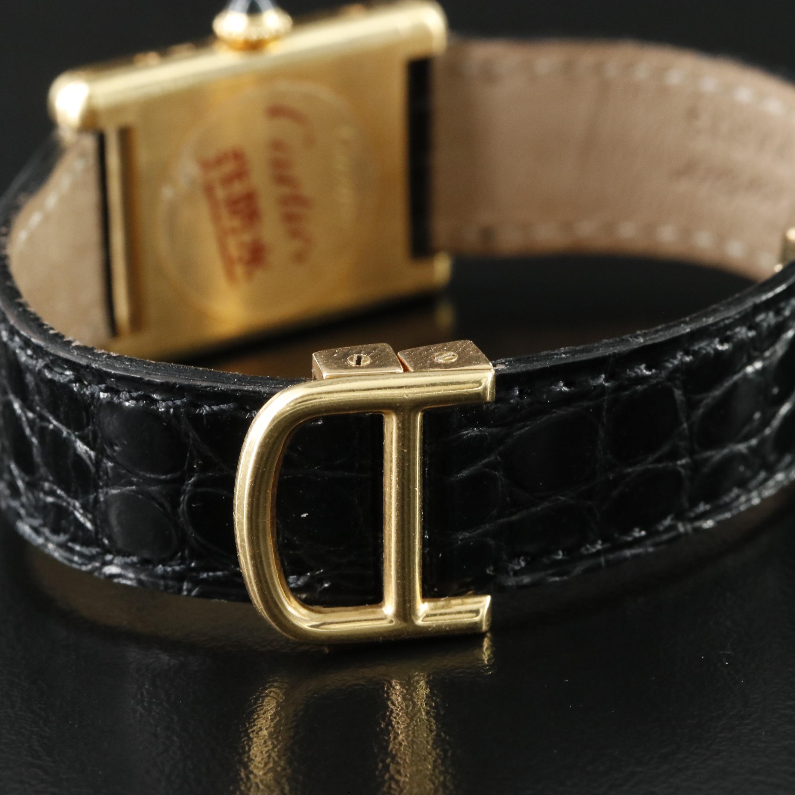 18K Cartier Tank Louis Cartier Stem Wind Watch