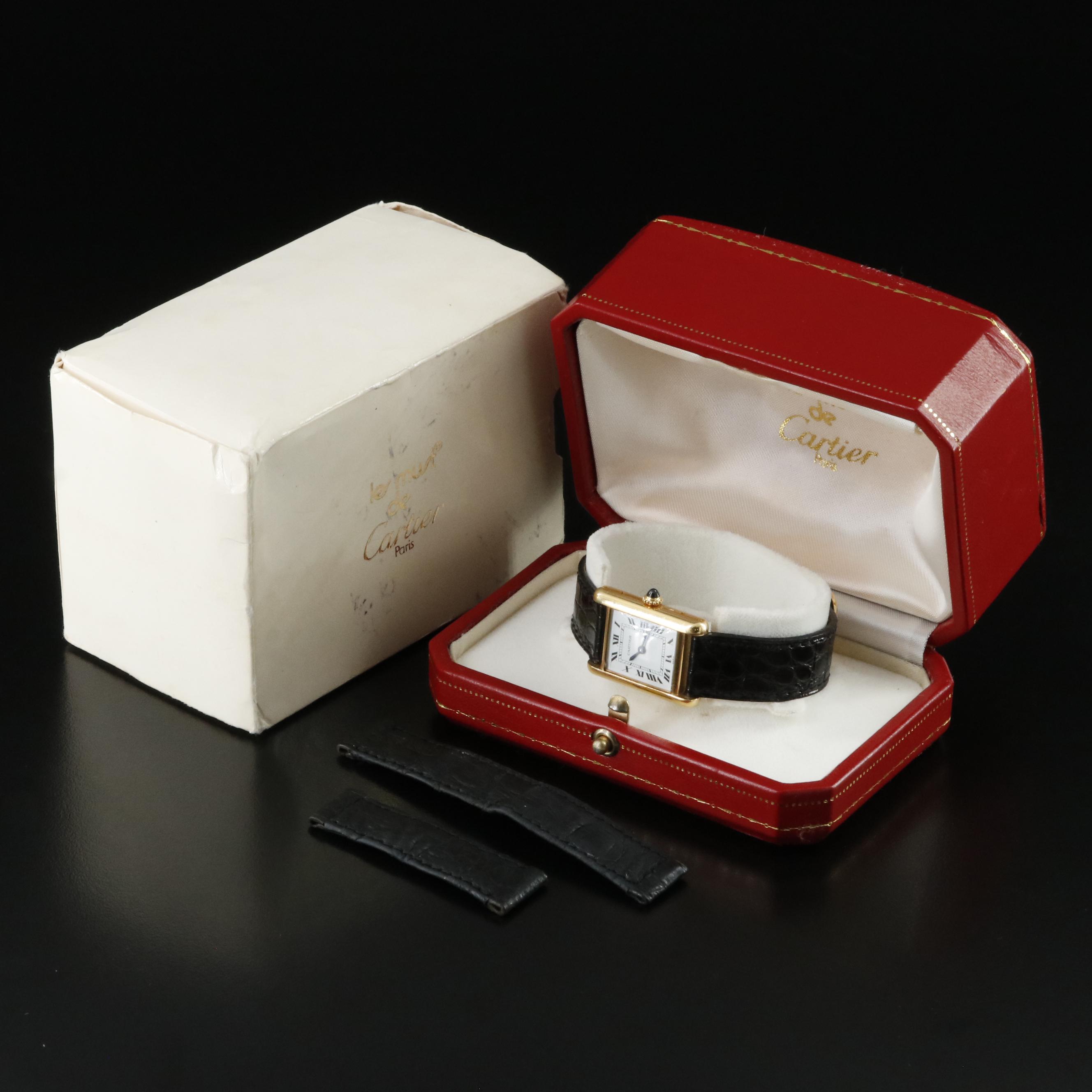 18K Cartier Tank Louis Cartier Stem Wind Watch