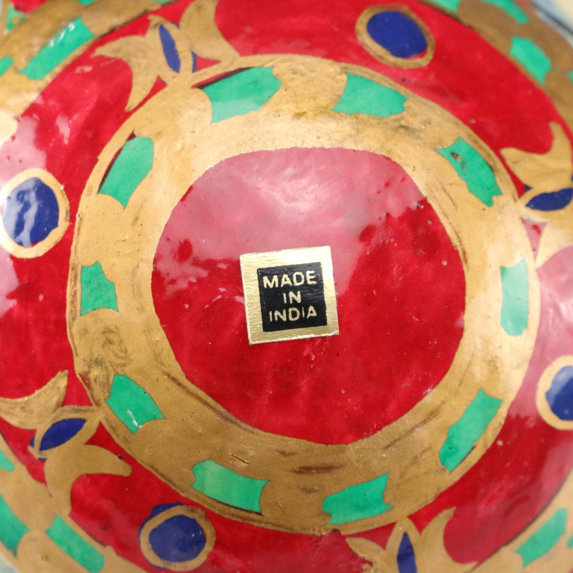 Seven Indian Hand-Painted Christmas Ball Ornaments