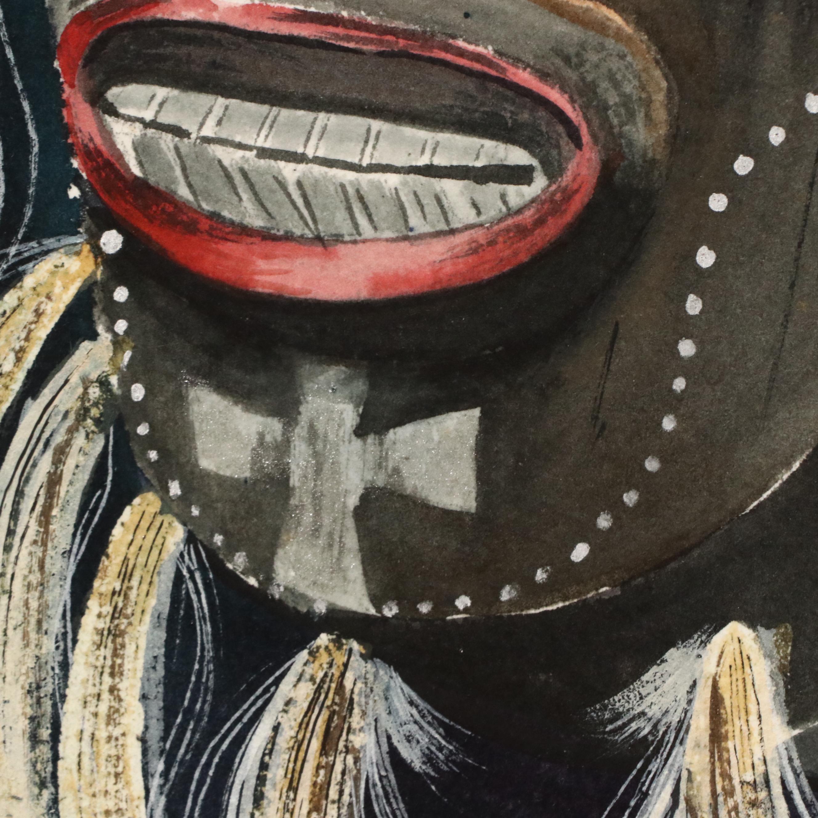 Rita Joyce Watercolor Painting of Two Pascola Masks, Late 20th Century