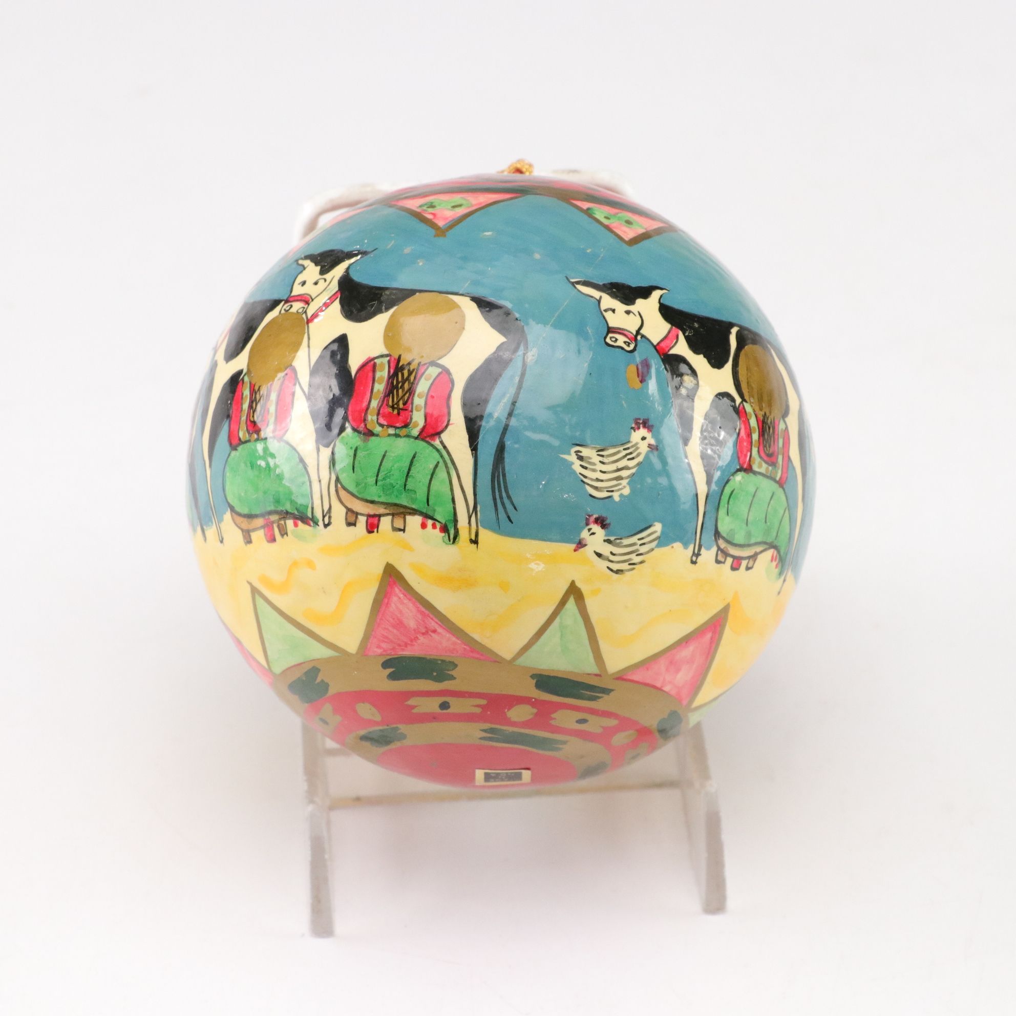Seven Indian Hand-Painted Christmas Ball Ornaments