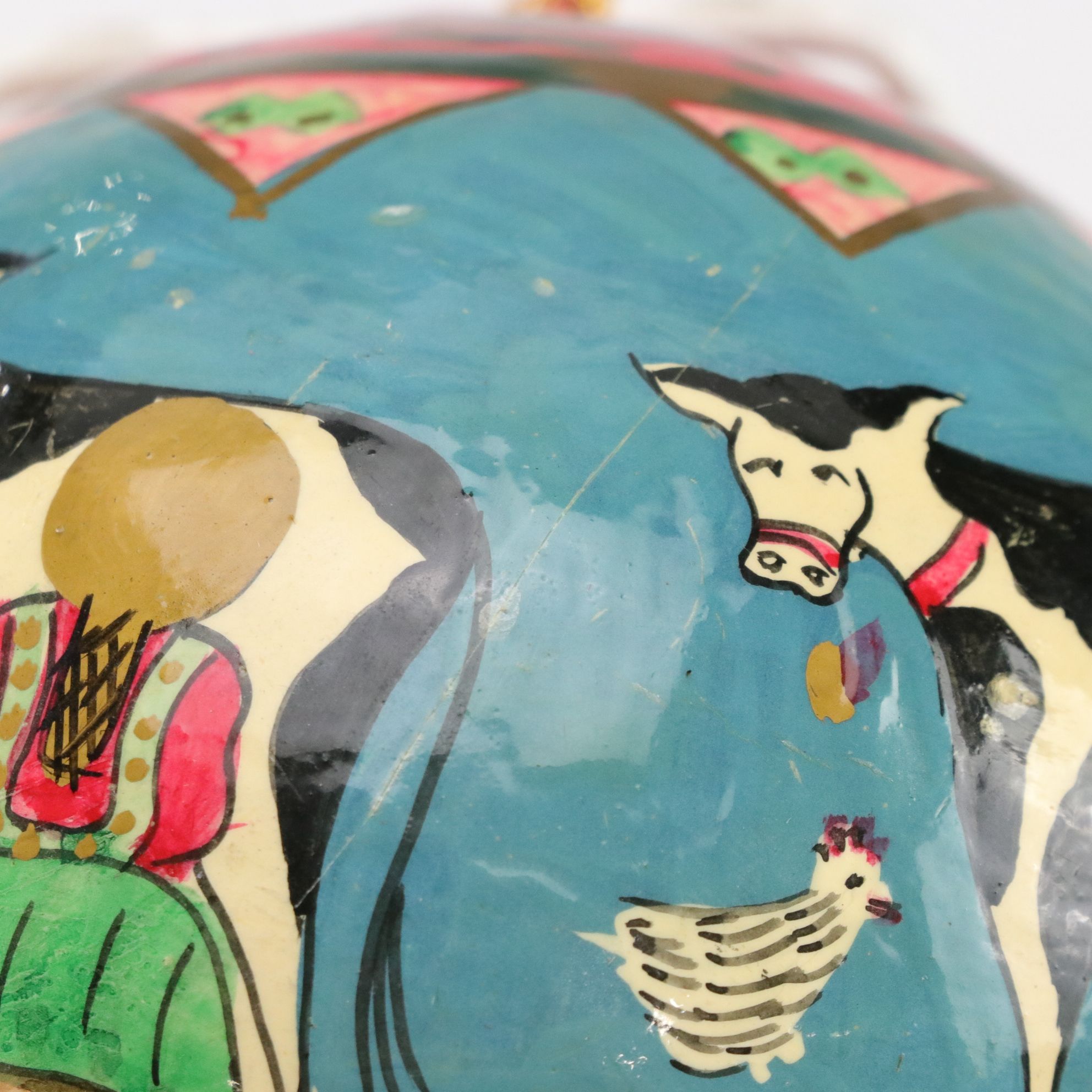 Seven Indian Hand-Painted Christmas Ball Ornaments