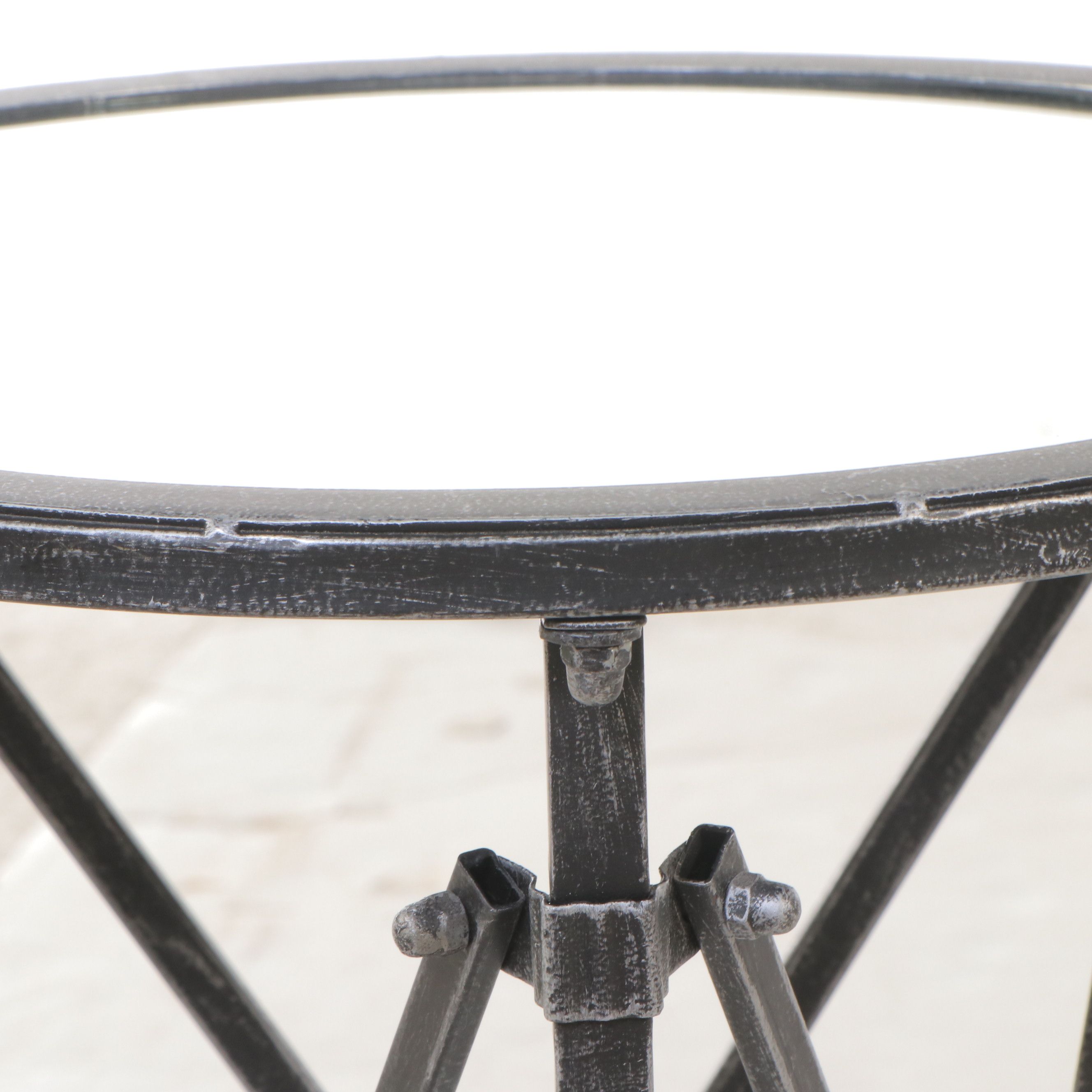 Pair of Mirrored Top Metal Rolling Butler's Tables