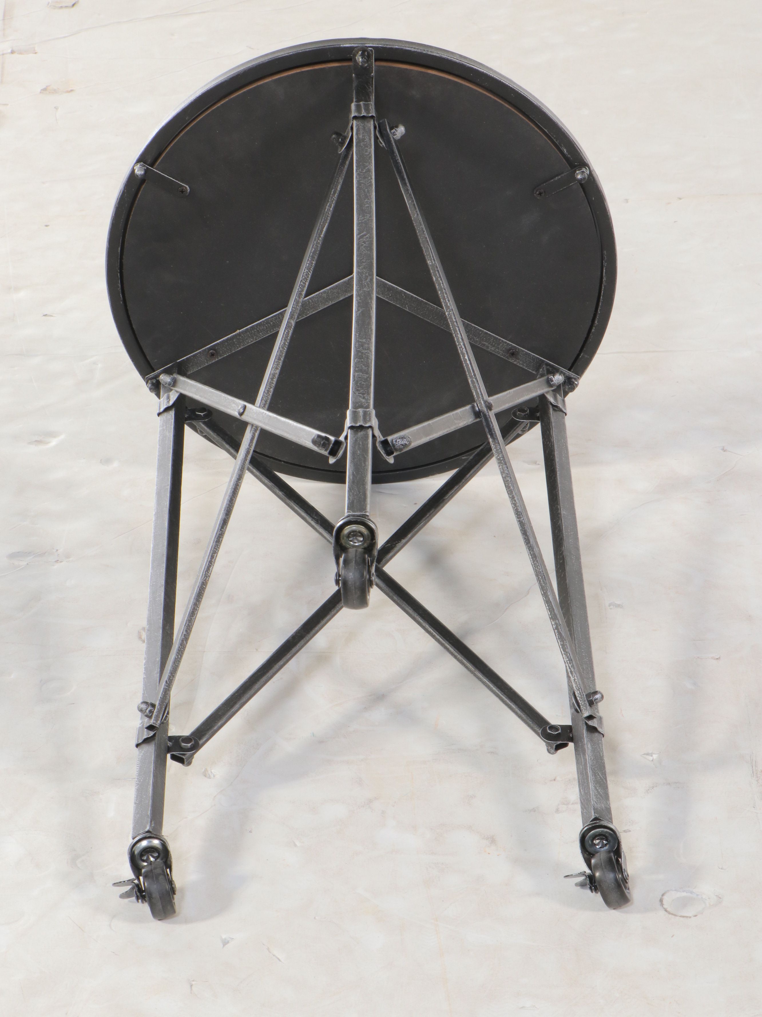 Pair of Mirrored Top Metal Rolling Butler's Tables