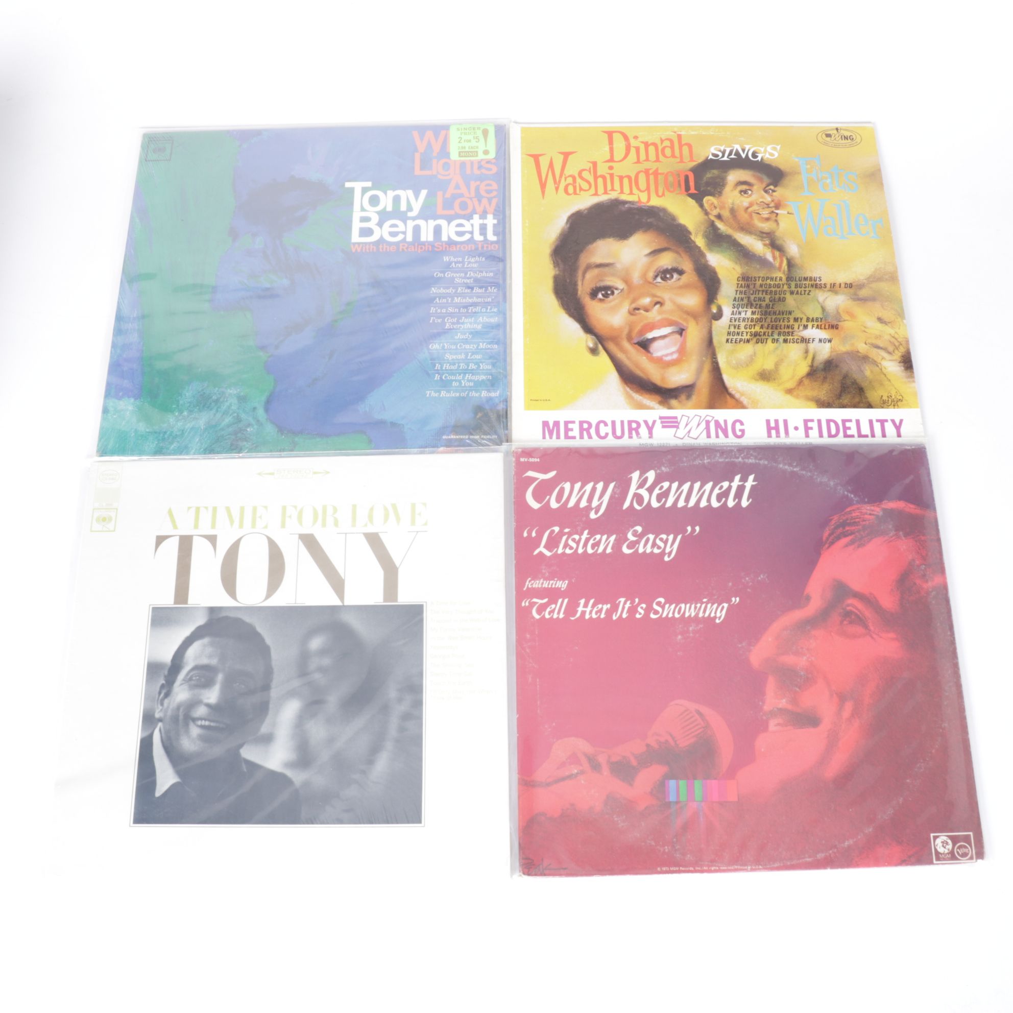 Tony Bennett, Dinah Washington and Frank Sinatra in Collection of Vinyl Records