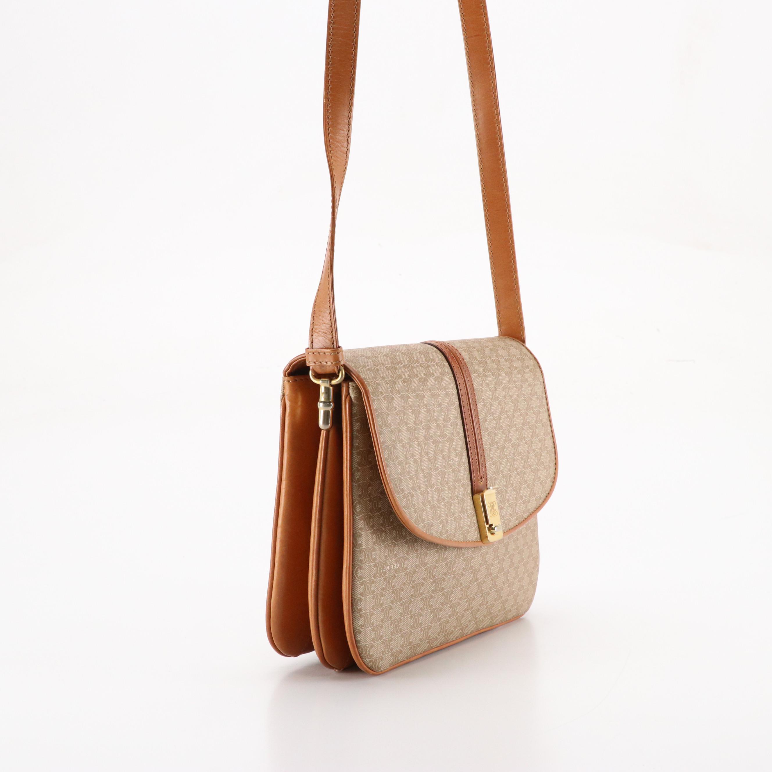 Celine Macadam Coated Canvas and Leather Front-Flap Shoulder Bag