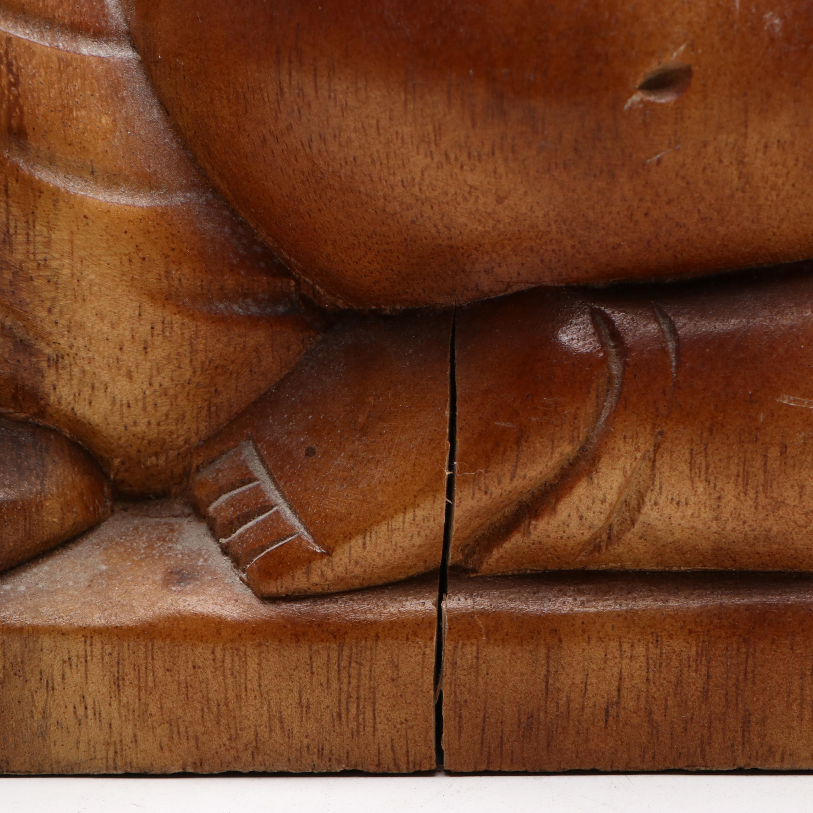 Carved Wood Seated Budai Sculpture