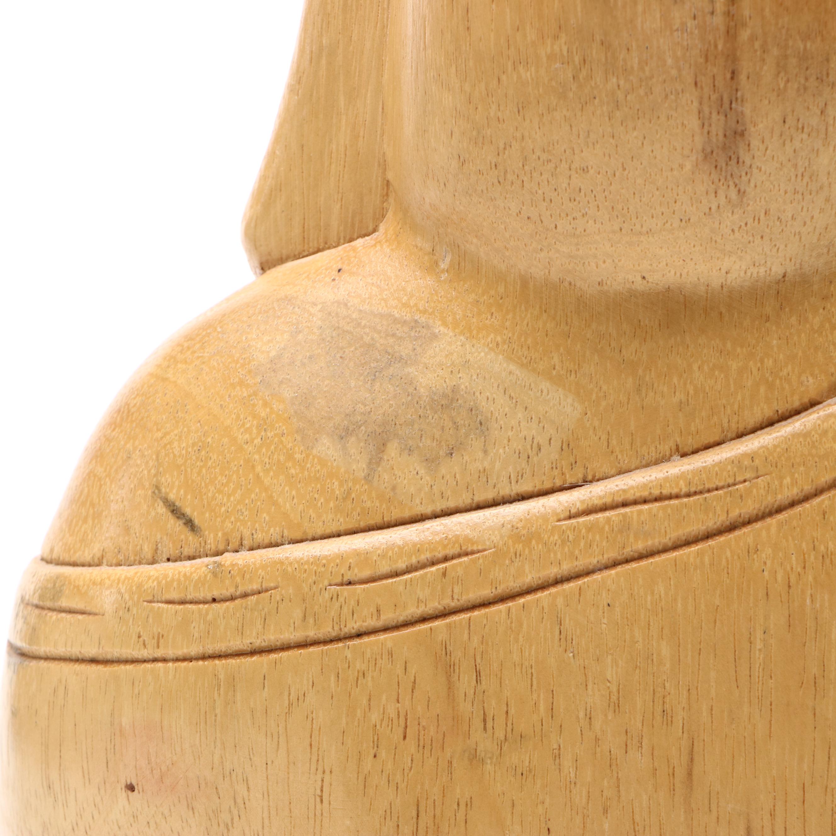 Carved Wood Seated Budai Sculpture