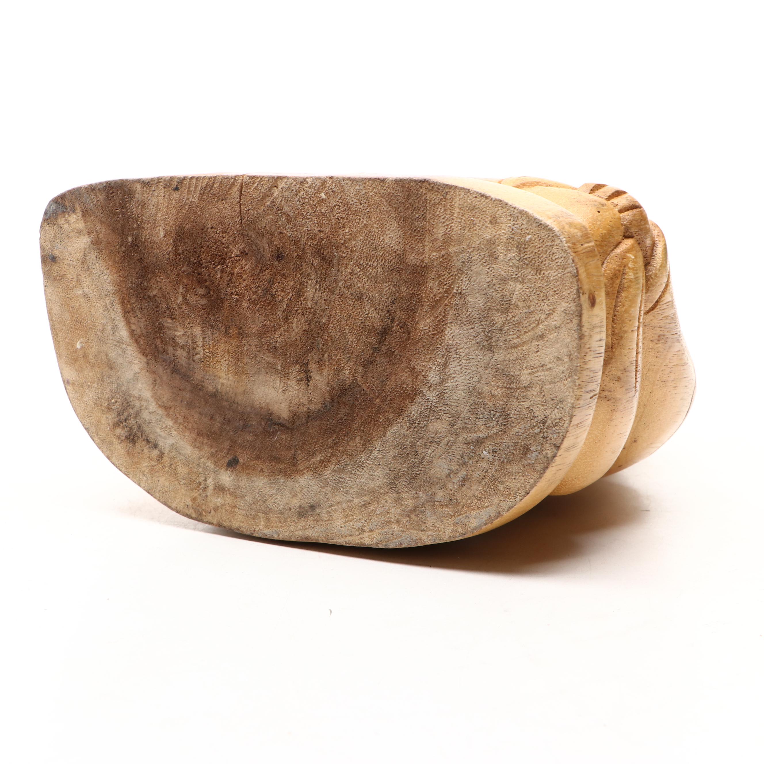 Carved Wood Seated Budai Sculpture