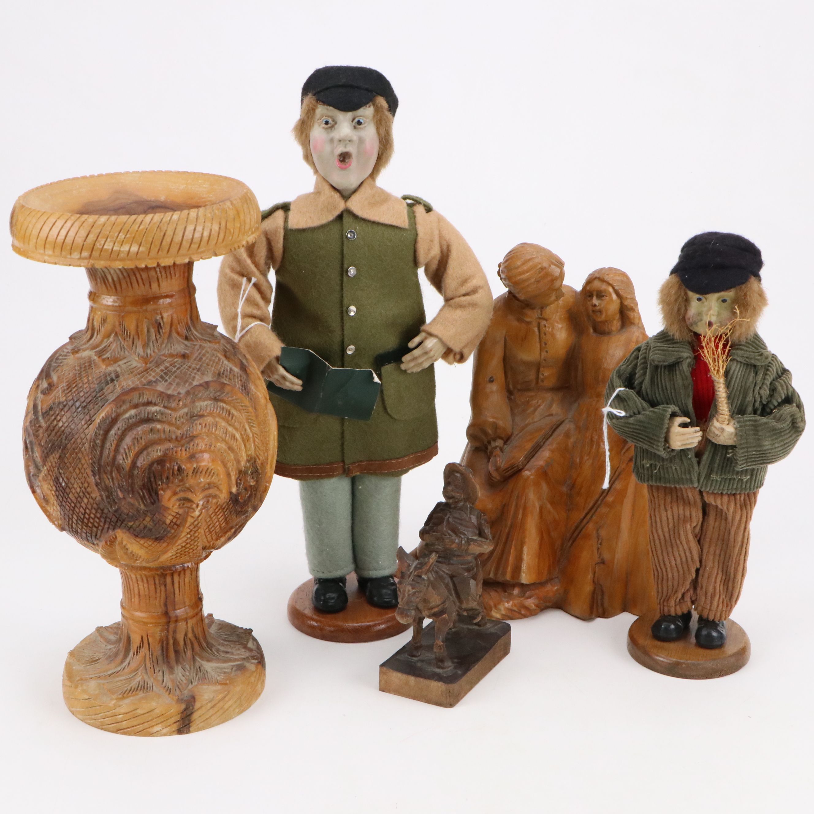 Ojro Artisan Made Man on Mule Figure with More Handcrafted Folk Art Figures