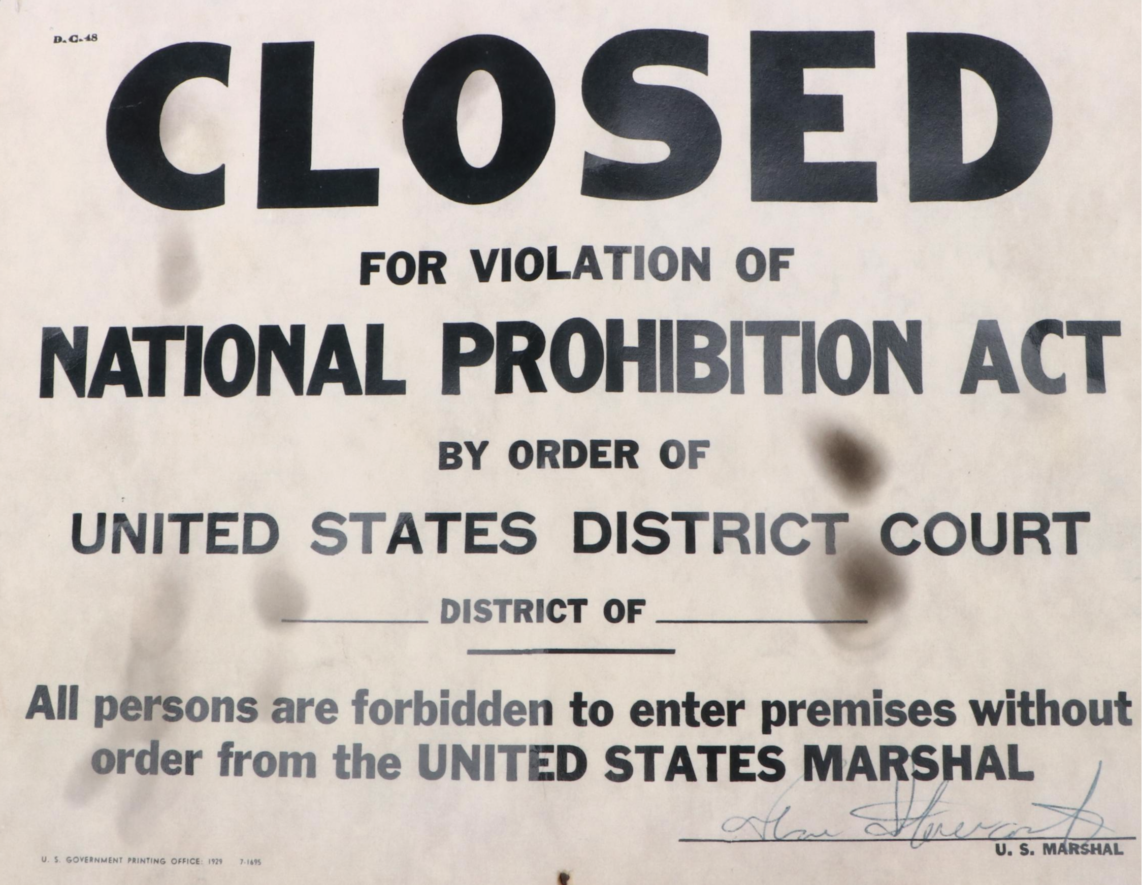 Prohibition Style Whisky Prescription Form with Reproduction Sign