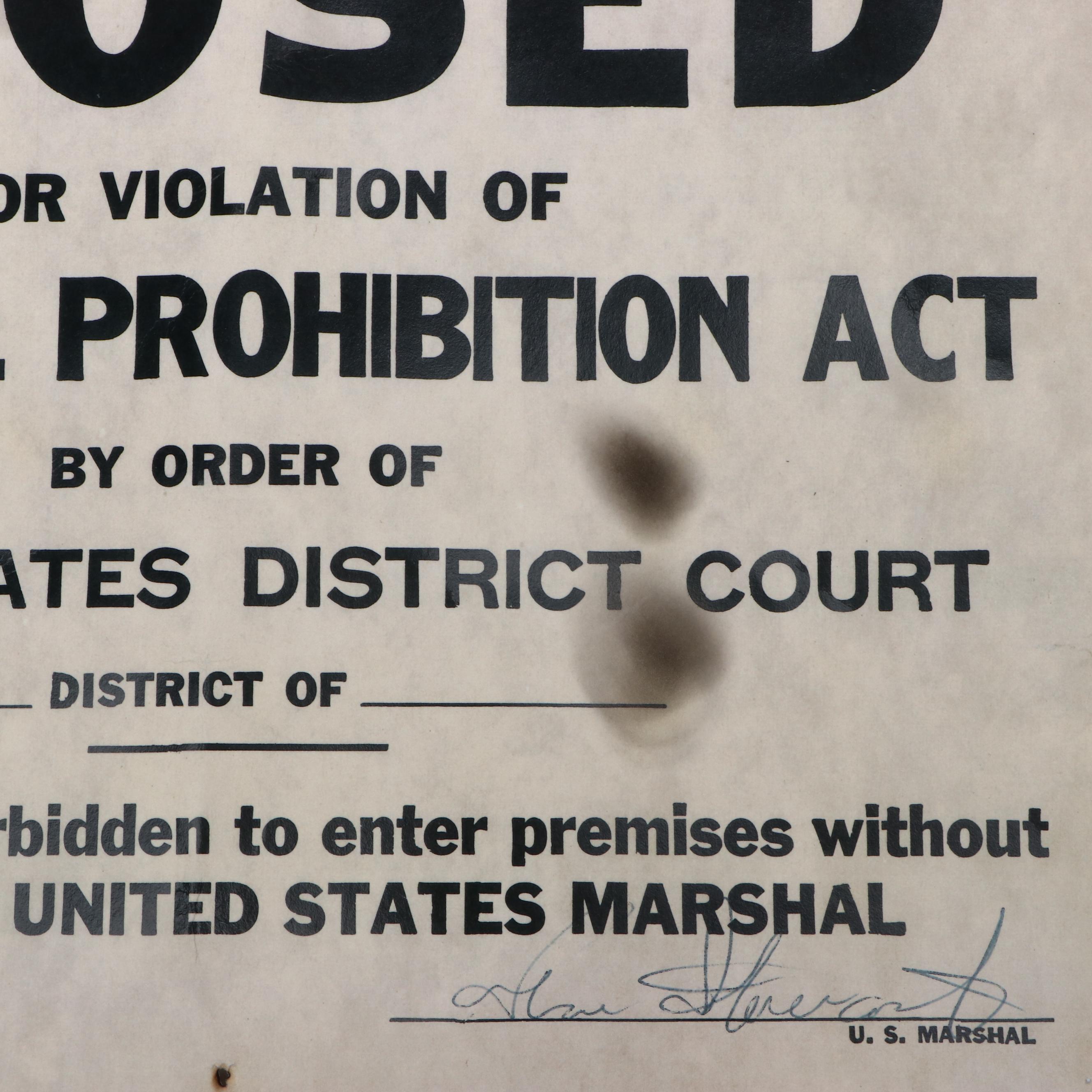 Prohibition Style Whisky Prescription Form with Reproduction Sign