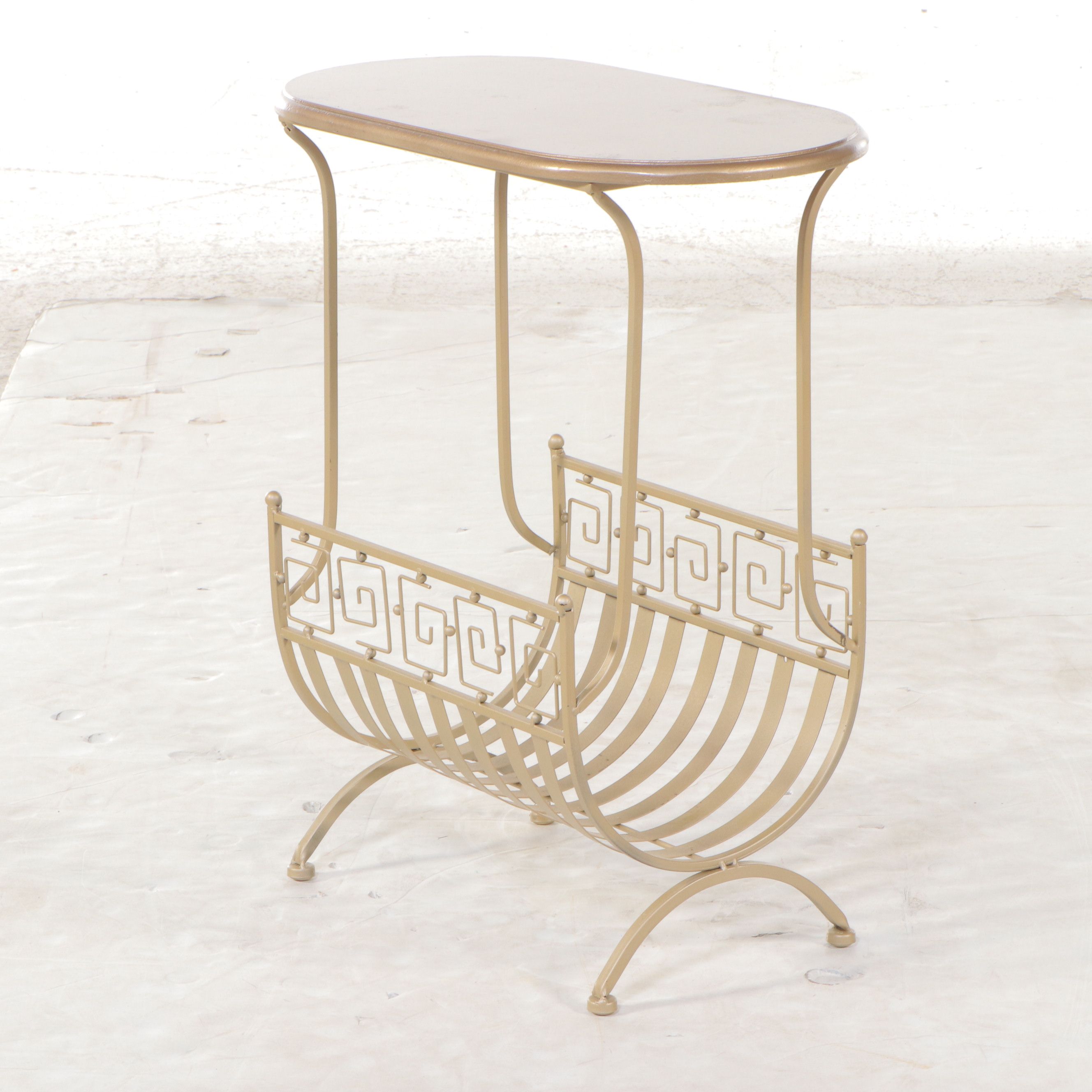 Art Deco Style Gilt Metal Magazine Rack Table
