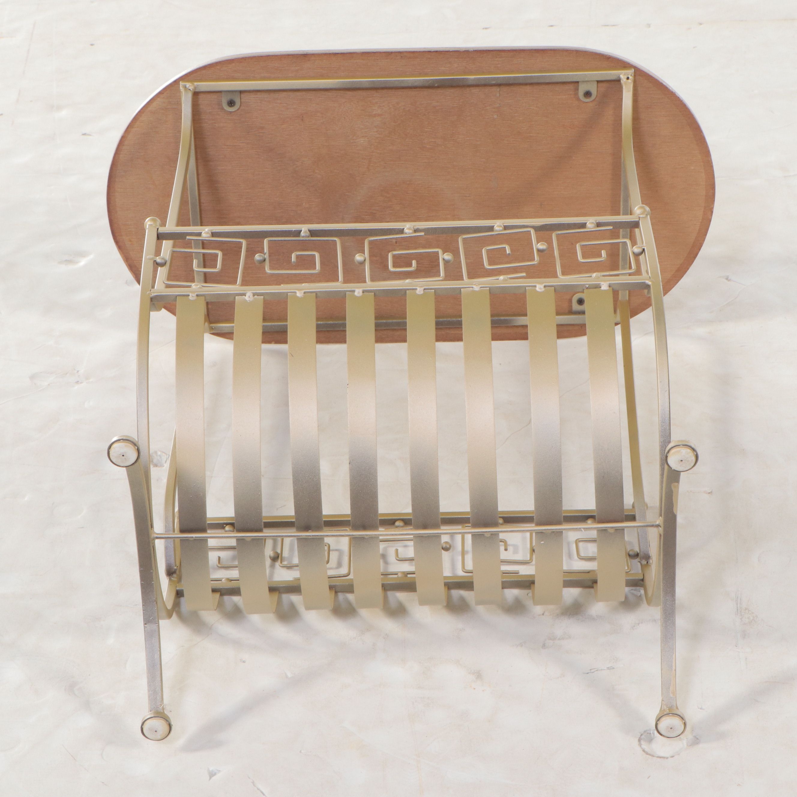 Art Deco Style Gilt Metal Magazine Rack Table